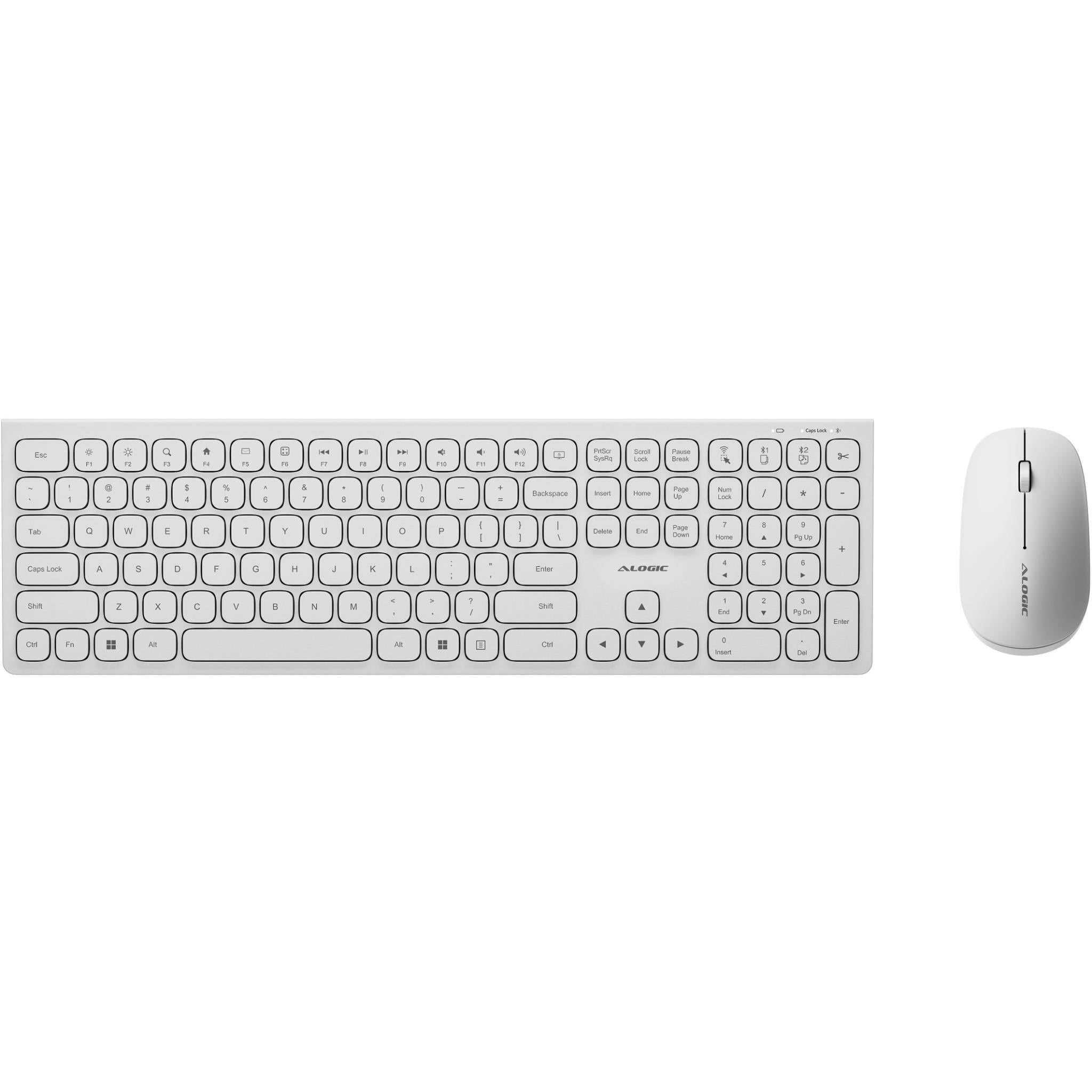 Alogic Echelon Wireless Bluetooth Keyboard and Mouse Combo - Full-Size Ergonomic Design for PC, Mac, Laptop - Perfect for Home Office, Gaming & Productivity