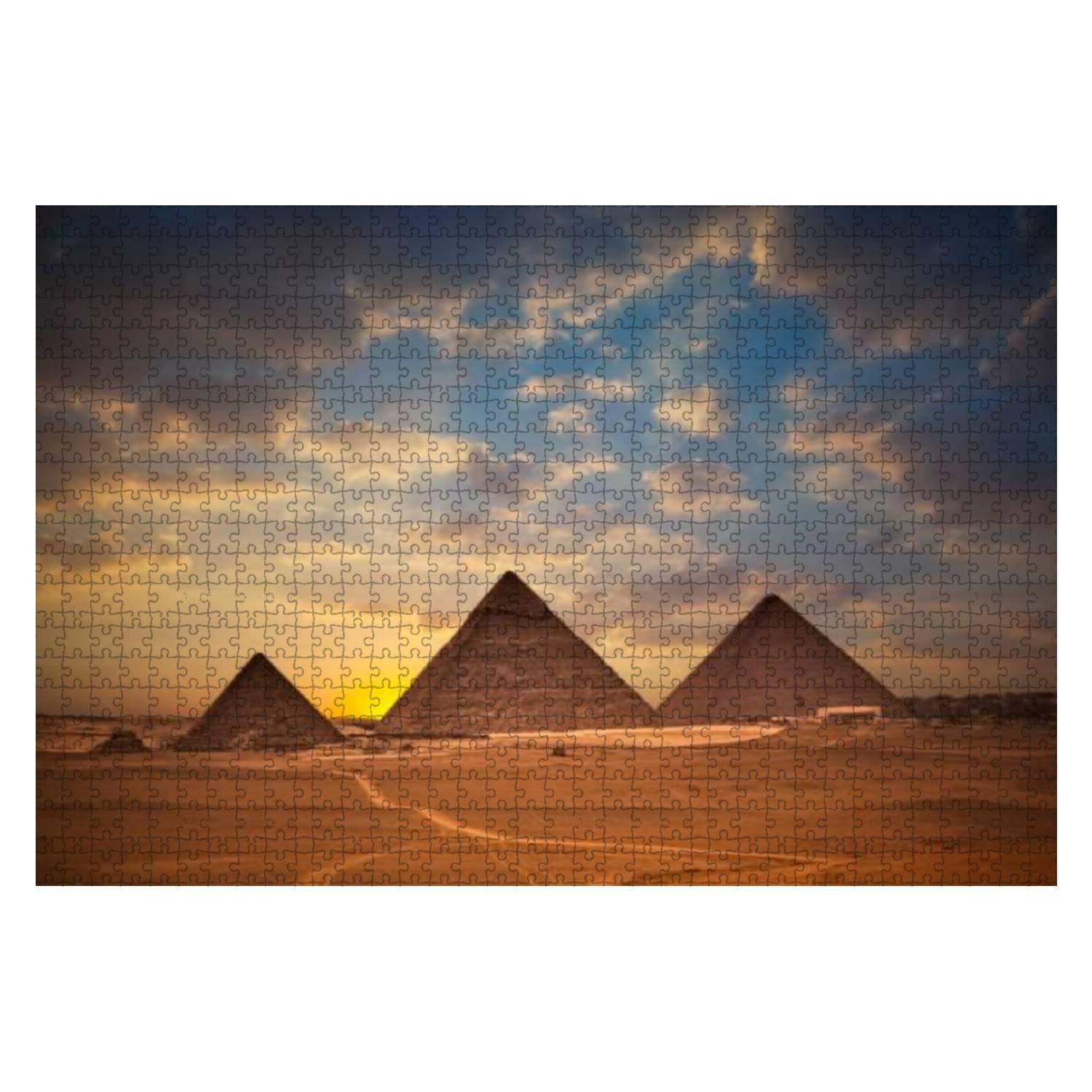500-Piece Pyramids of Giza Sunset Jigsaw Puzzle for Adults & Kids - Educational Wooden Puzzle, Creative Game & Home Decor - Perfect for Family Game Night, Classroom Learning & Living Room Wall Art