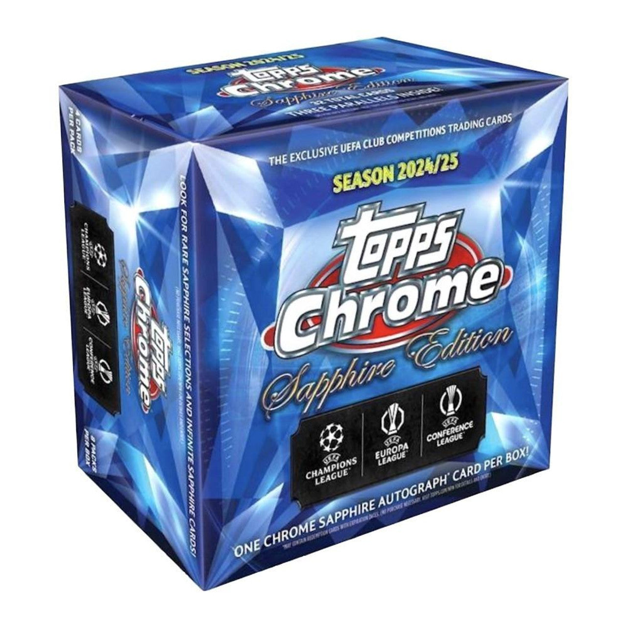 2024-25 Topps UEFA Club Competitions Chrome Soccer Sapphire Edition Trading Card Box - Collectible Soccer Cards for Champions League & Europa League Fans