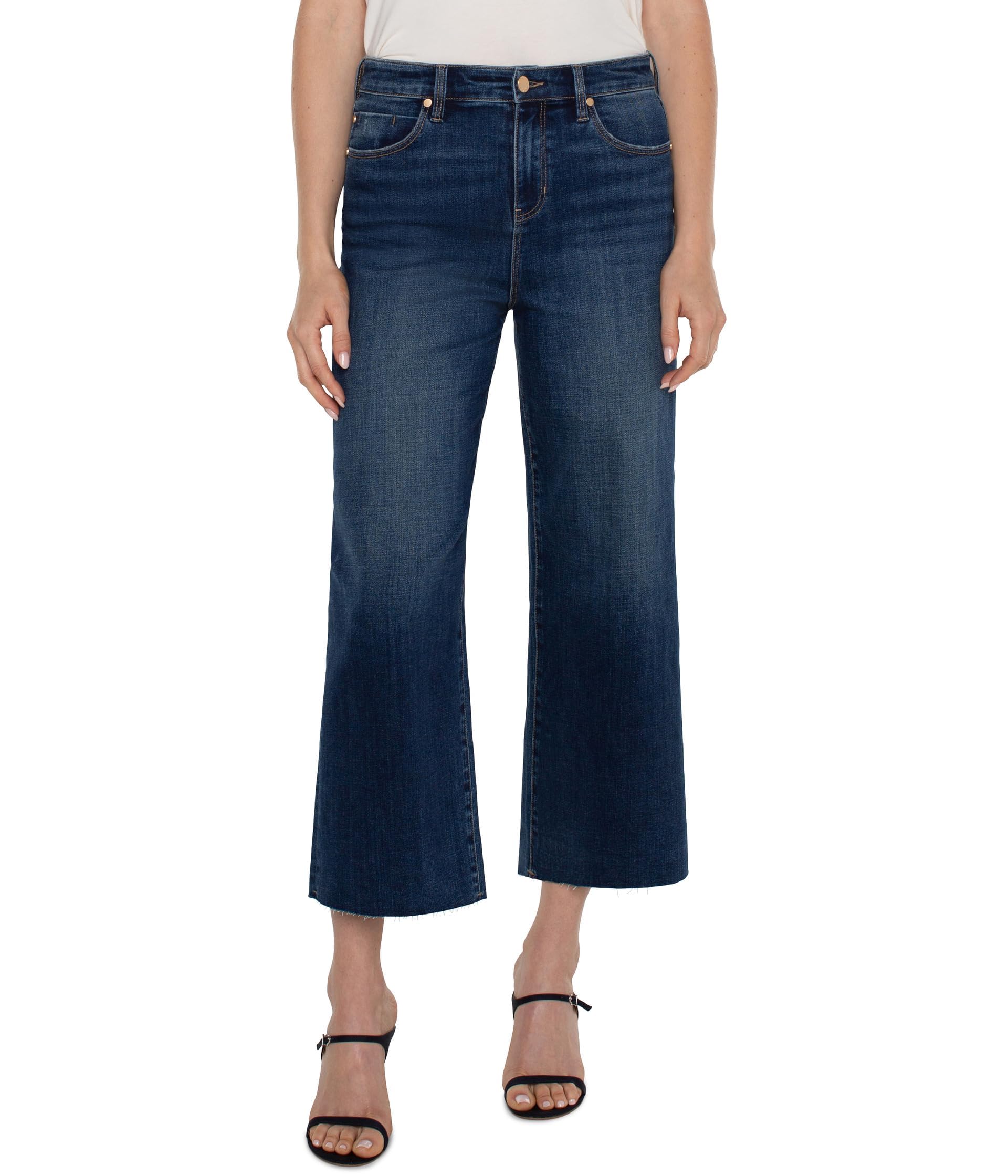Liverpool Women's Stride Wide Leg Jeans - High Waisted Comfort Denim Pants for Casual & Office Wear | Trendy Plus Size & Petite Options Available