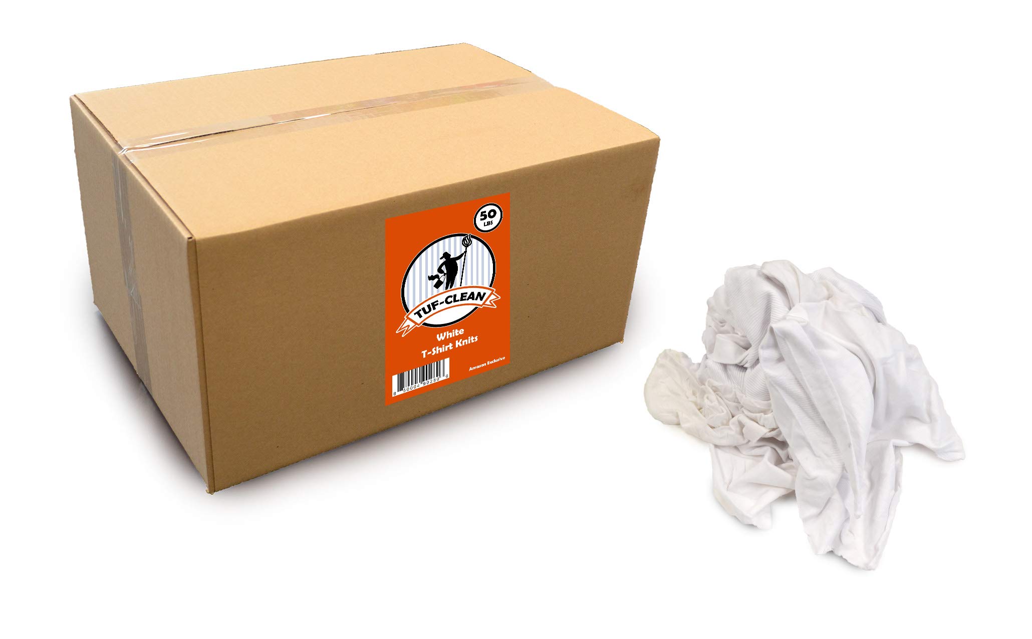 99302 100% Cotton White T-Shirt Knit Rags - 50 lb Bulk Box | Perfect for Cleaning, Crafts & DIY Projects