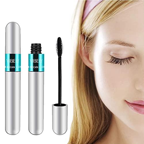 Vibely 5X Longer Waterproof Mascara - 2 in 1 Thrive Mascara for Natural Lengthening & Thickening | 4D Silk Fiber Mascara for Long-Lasting Eye Makeup | Perfect for Daily Wear, Parties & Special Occasions