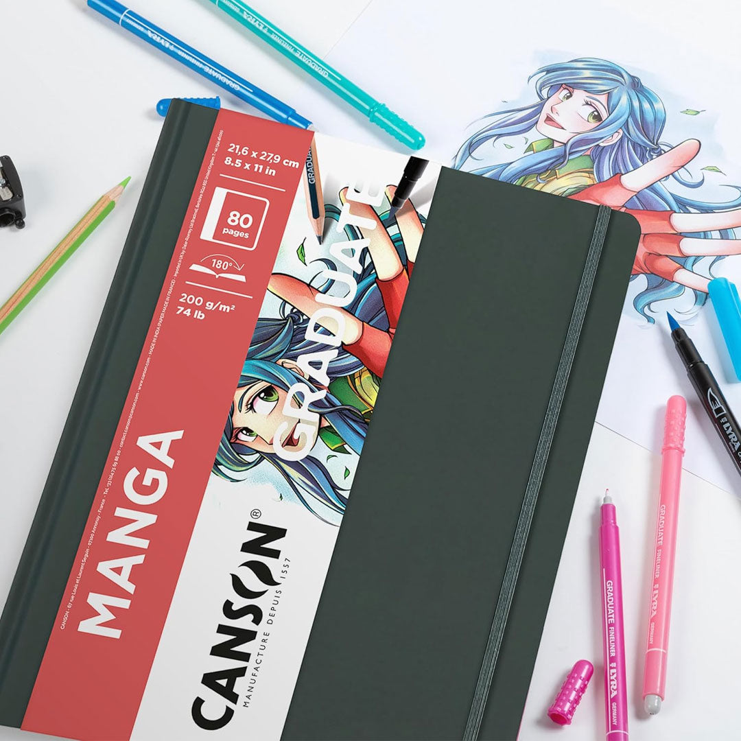 Canson Graduate Manga Art Book - 8.5 x 11 Inches Sketchbook for Anime Drawing, Comic Art & Illustration - Perfect for Artists, Students & Manga Enthusiasts