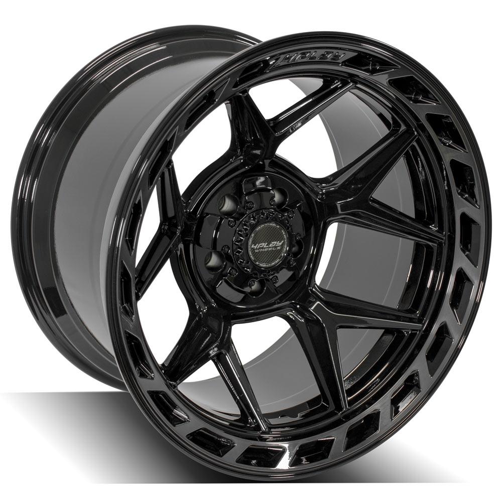 4Play Gen3 4P55 Gloss Black Wheels 20x12.0 with Brushed Face & Tinted Clear - 5x127/5x139.7mm Bolt Pattern, 87.1mm Hub - Perfect for Off-Road Trucks and SUVs