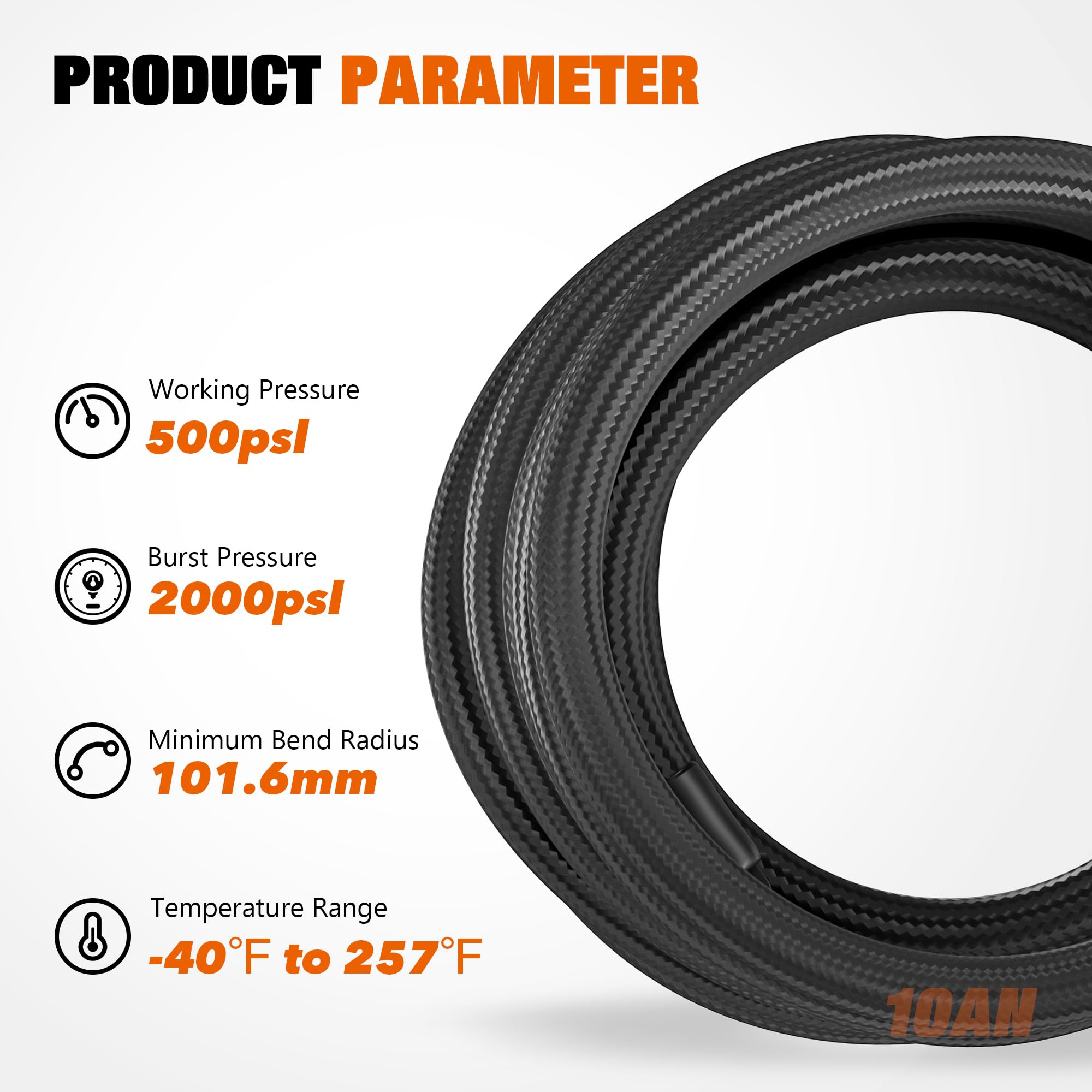 10AN 20FT Fuel Line Hose Kit - AN10 CPE Nylon Stainless Steel Braided Hose with 10PCS Swivel Fittings - High Pressure Fuel System Upgrade for Automotive, Marine & Industrial Applications