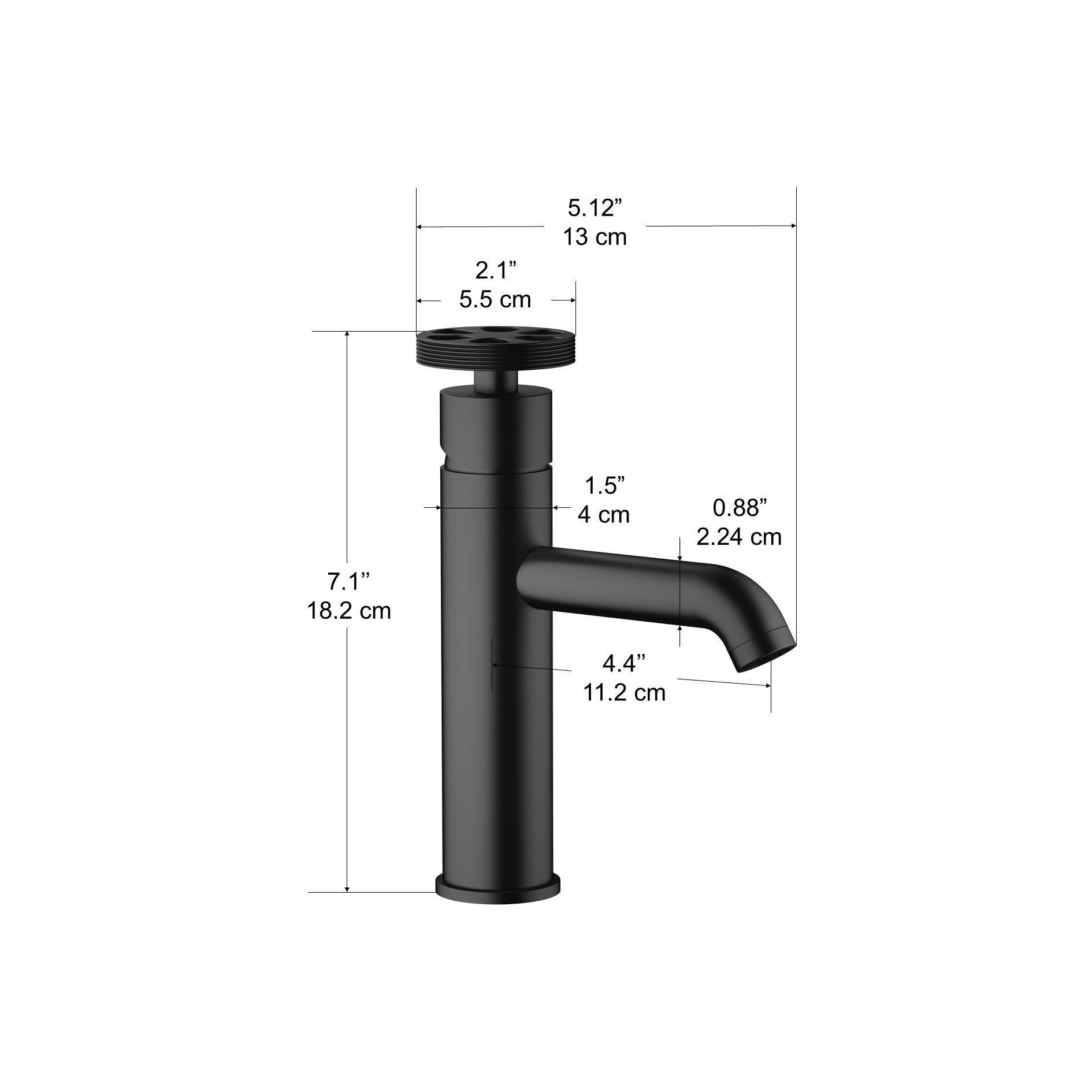 Ancona Nova Series Matte Black Single Lever Bathroom Faucet - Modern Waterfall Spout for Vanity Sink, Powder Room & Guest Bathroom Decor