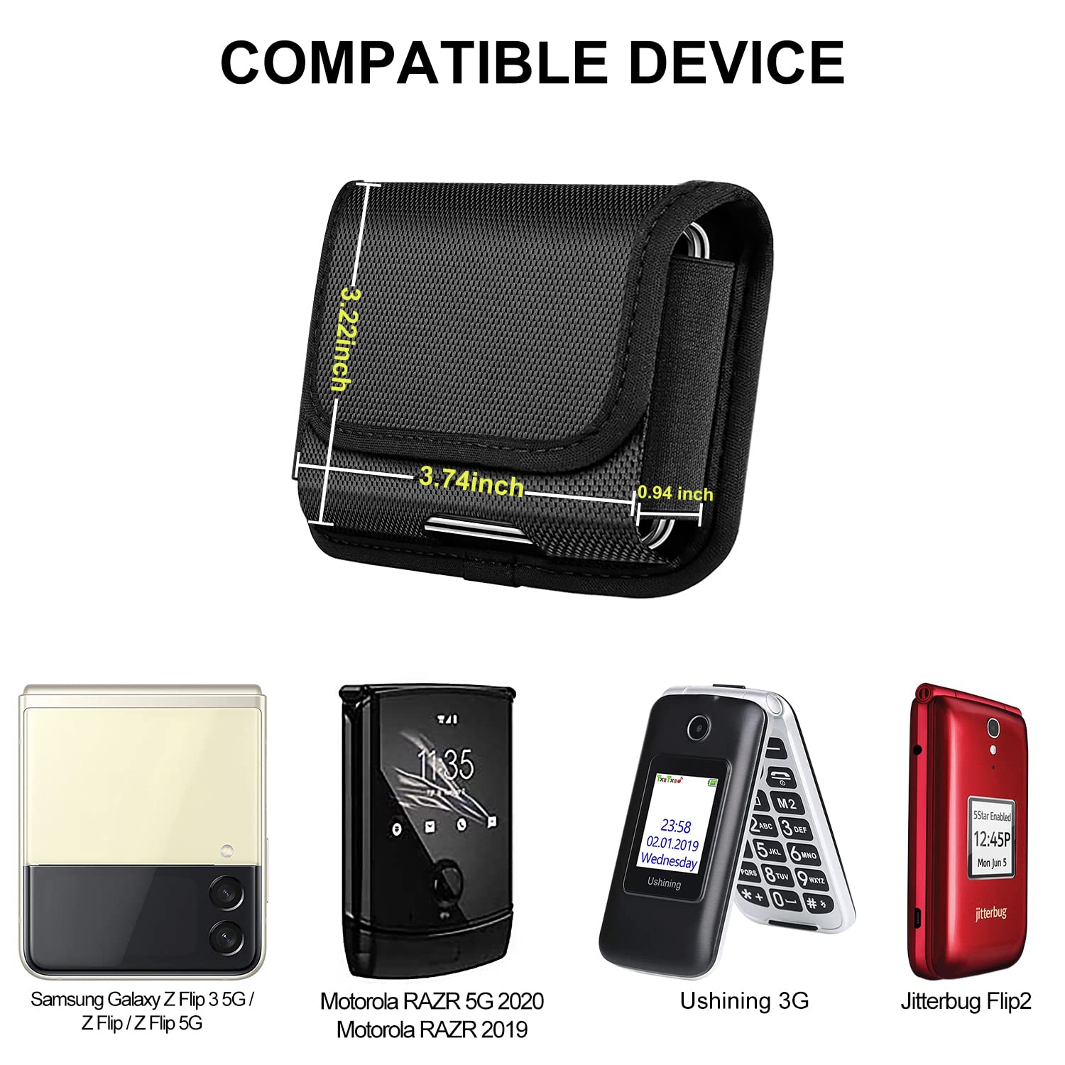 Premium Leather Holster for Samsung Galaxy Z Flip 6/5/4/3 - Belt Clip Phone Case with ID Card Slot & RFID Protection (Fits with Protective Case) - Perfect for Work, Travel & Outdoor Activities