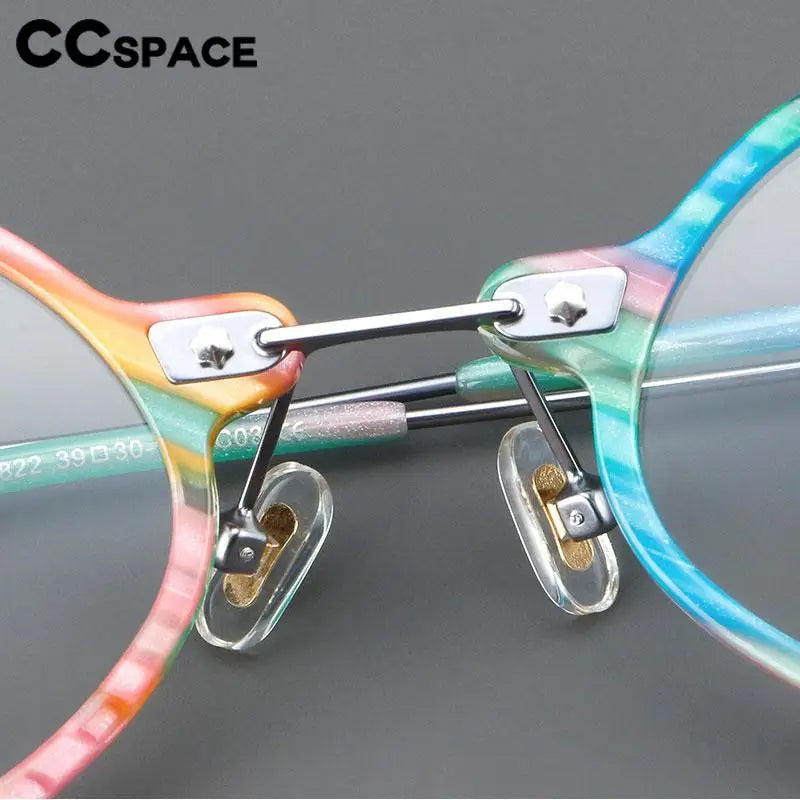 CCspace Women's Full Rim Round Acetate Alloy Eyeglasses 57170 - Stylish & Lightweight Reading Glasses for Work, Reading & Everyday Use
