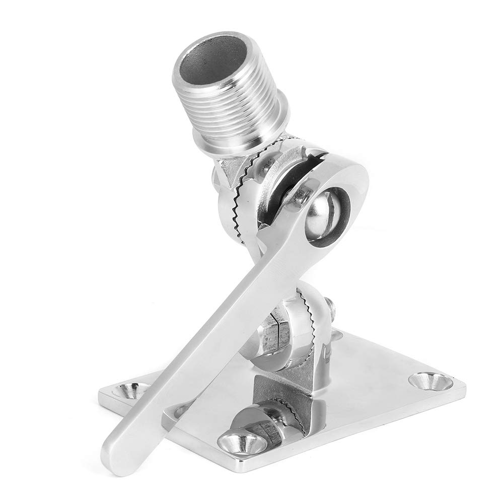 KIMISS Marine VHF Antenna Mount - Stainless Steel Adjustable Base Support Bracket for VHF Radio Antennas - Perfect for Boats, Yachts & Marine Communication Systems