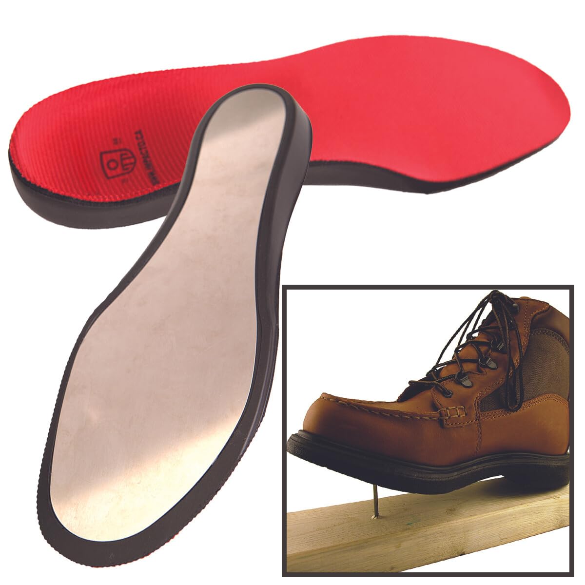 RHINOTUFFD Puncture Resistant Work Boot Insoles - Red | Heavy Duty Safety Insoles for Construction, Warehouse & Industrial Workers | Comfort & Protection for Long Shifts