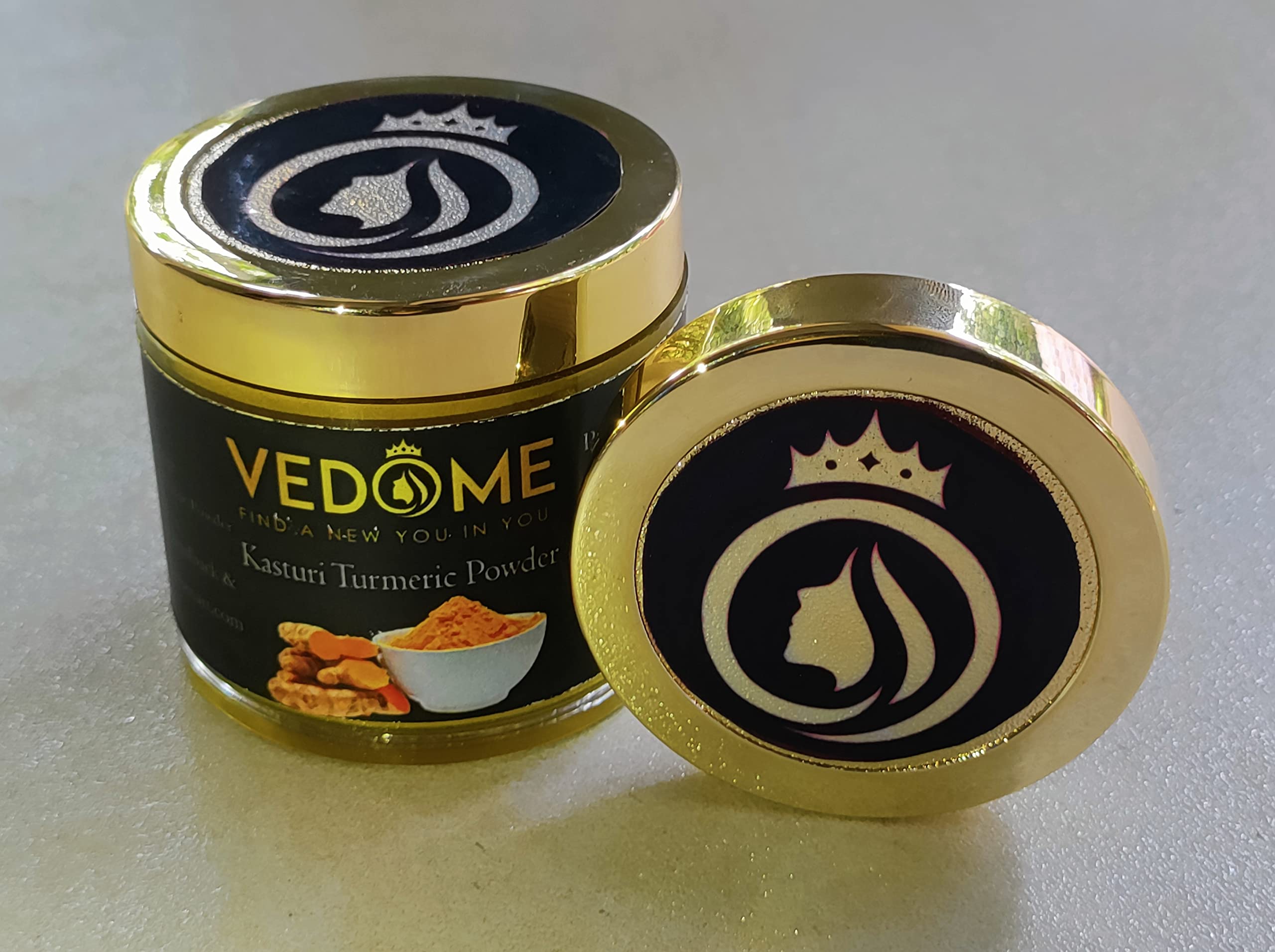 VEDOME Kasturi Turmeric Powder for Acne, Pimples & Scars - Organic Skin Brightening Treatment for Face & Body - Perfect for Daily Skincare Routine & Dark Spot Removal