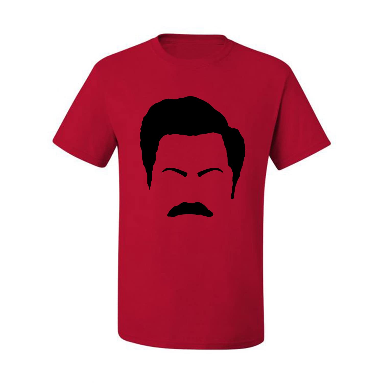 Ron Swanson Mustache Face Silhouette Graphic T-Shirt for Men - Parks and Recreation Pop Culture Fan Tee - Perfect for TV Show Lovers, Casual Wear & Gift Giving
