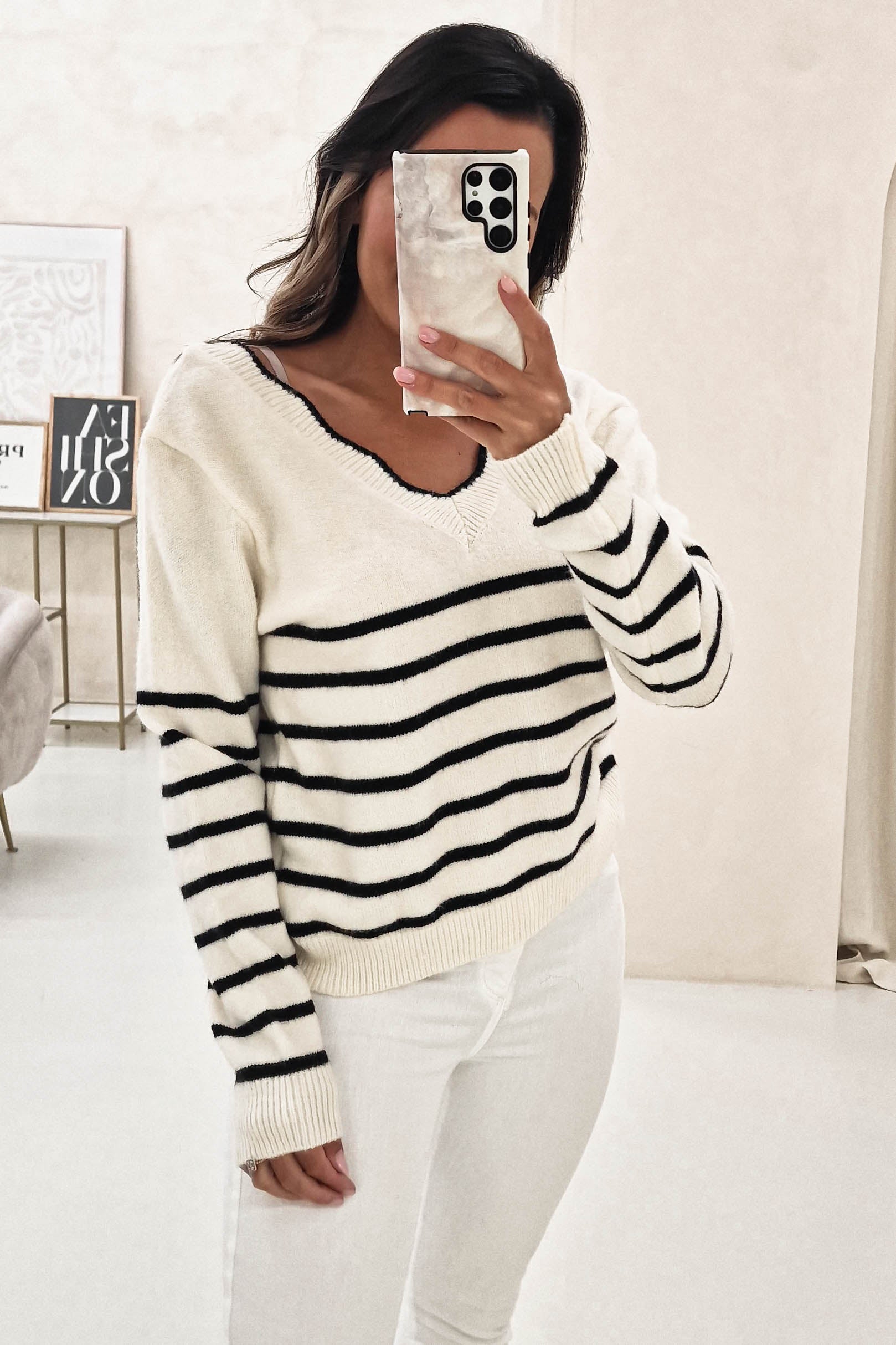 Daniella Bow Back Jumper Dress - Black Striped Women's Fashion Top for Casual Outings & Date Nights