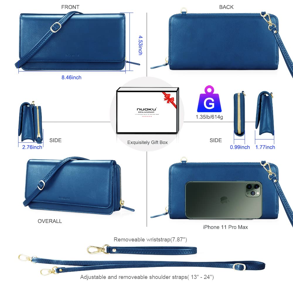 Nuoku Women's Crossbody Bag with Detachable RFID Blocking Wallet & Credit Card Holder - 2 Sizes Included | Perfect for Travel, Shopping & Everyday Use