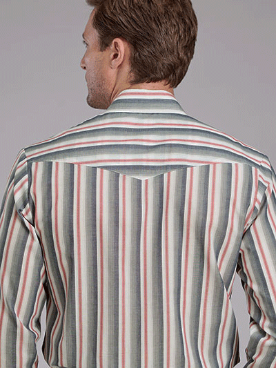 Roper Men's Long Sleeve Striped Button-Down Shirt - Multicolor Casual Wear for Office, Date Night & Outdoor Activities