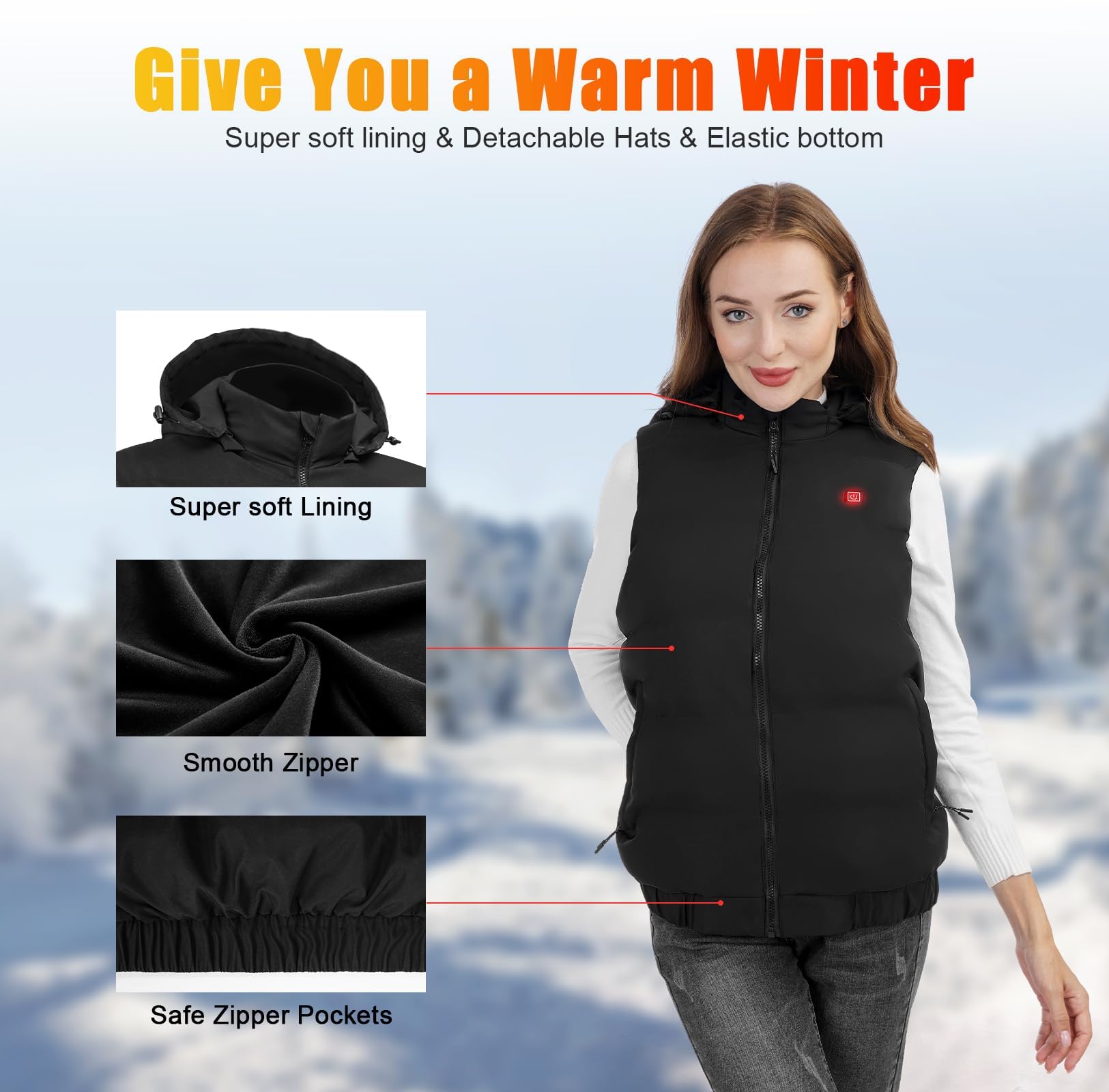 Rrtizan Heated Vest for Men & Women - Lightweight Electric Warming Jacket with Rechargeable Battery Pack - Perfect for Winter Outdoor Activities, Hunting, Skiing, and Cold Weather Adventures