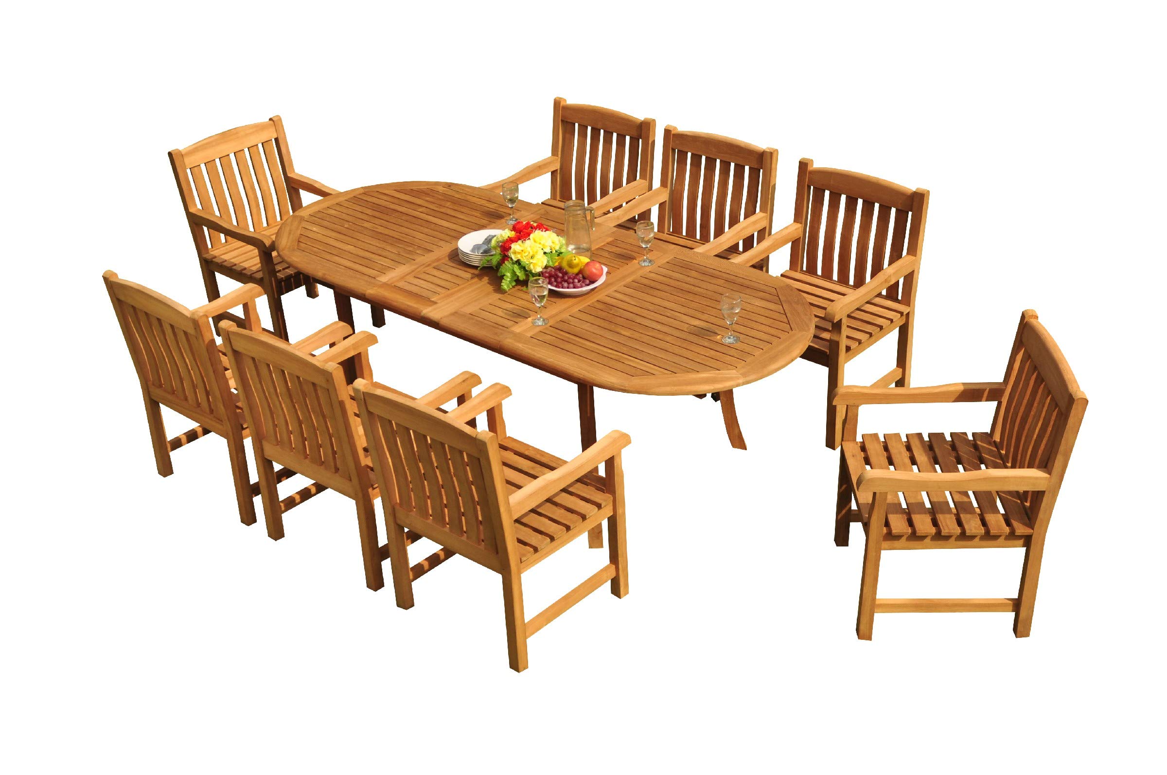 Premium 8-Seater 9-Piece Teak Wood Dining Set with 94