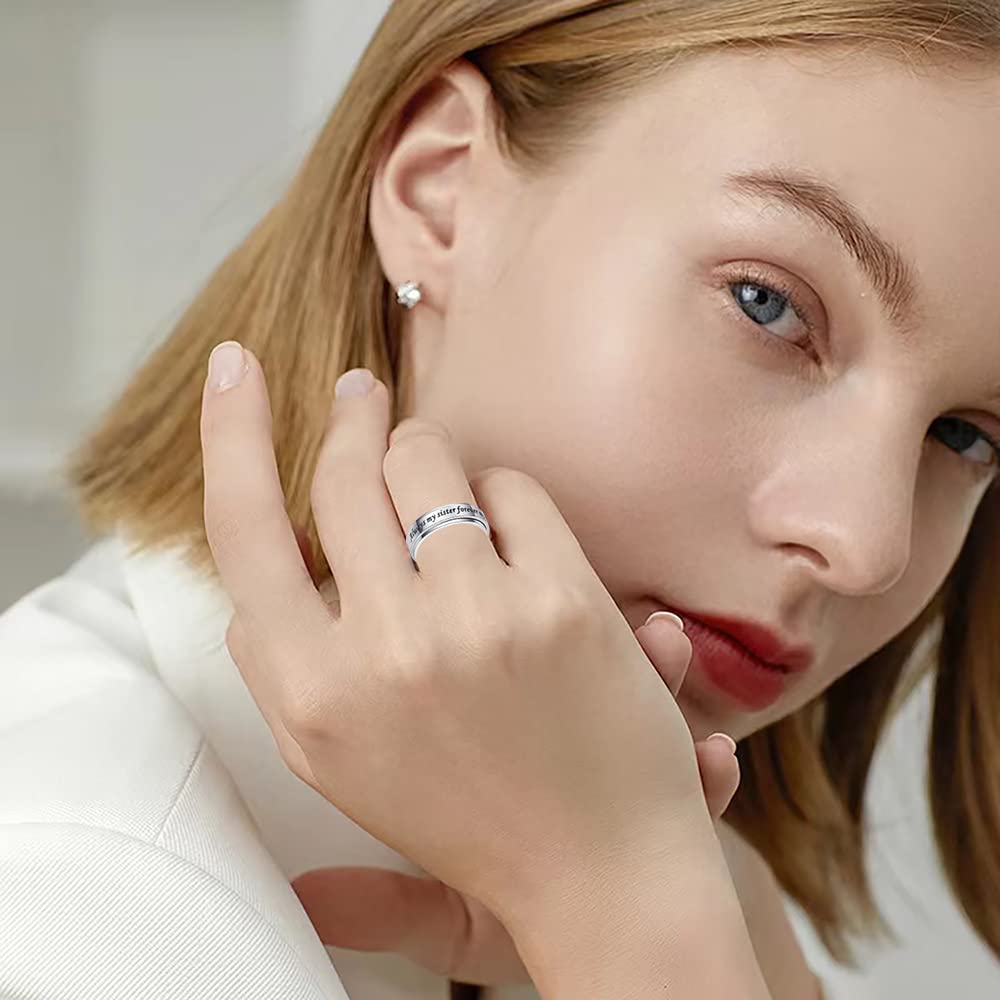 Stainless Steel Spinner Ring for Women & Men - Anxiety Relief Fidget Ring, Stress Relieving Jewelry, Inspirational 'I Am Enough' Promise Ring (Size 5-10) - Perfect for Office, Travel & Daily Stress Management