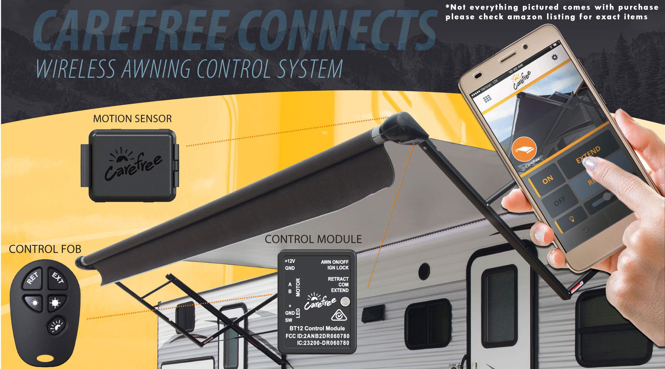 Carefree 901602 Wireless Awning Remote Control System (BT12) - Easy RV & Camper Awning Operation for Outdoor Adventures