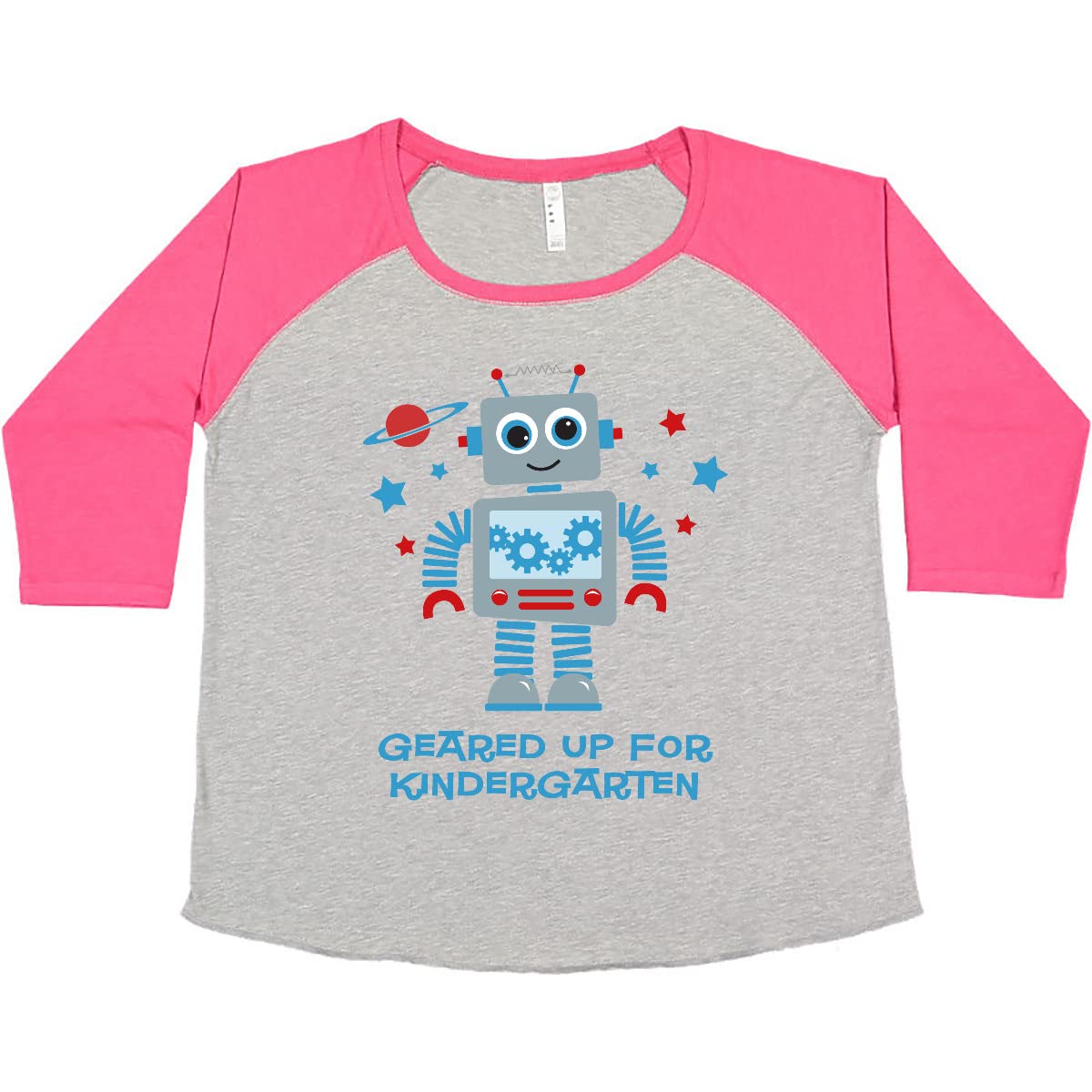 Inktastic Robot Geared Up Kindergarten Women's Plus Size T-Shirt - Cute Graphic Tee for Teachers, Moms & Kids - Perfect for School, Playdates & Casual Wear