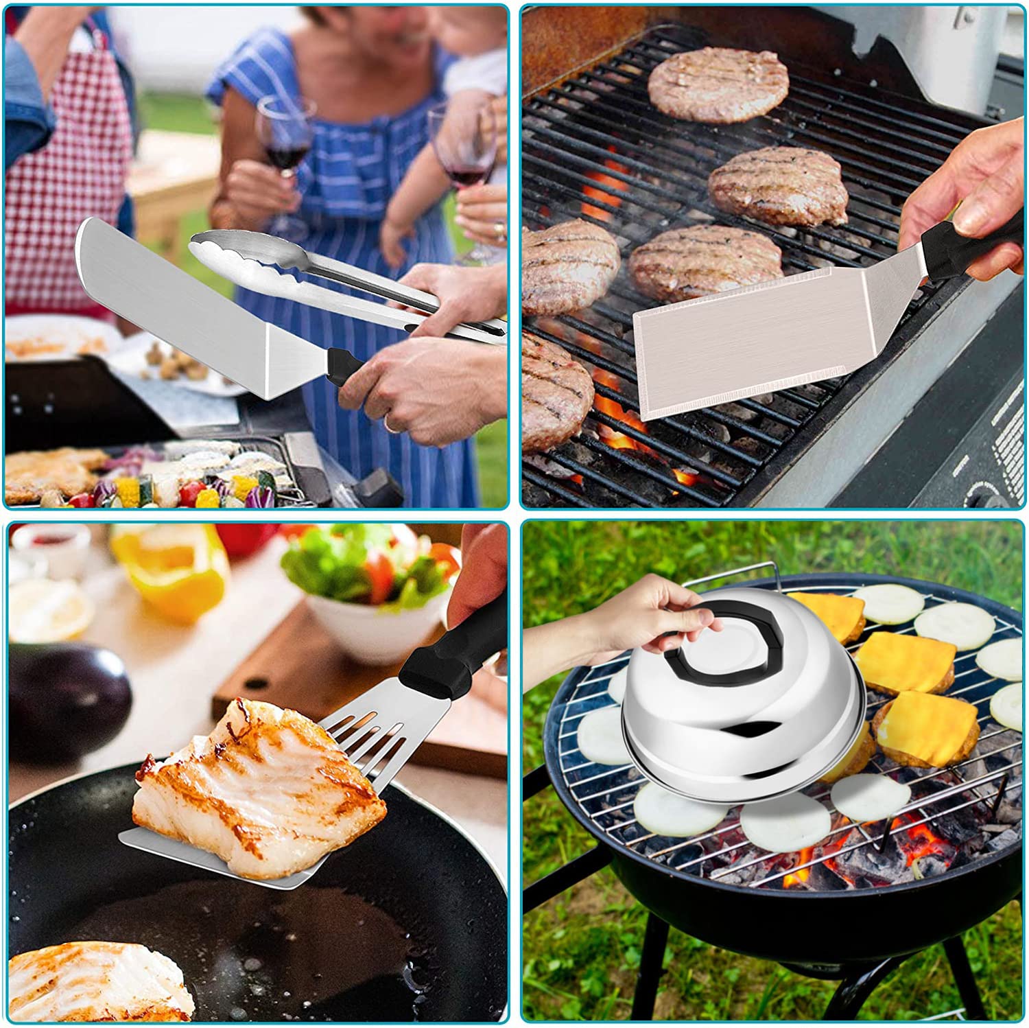 **Leonyo 26-Piece Stainless Steel Griddle Accessories Set – Professional Grill Tools with Spatula, 2 Melting Domes, Burger Press for Cast Iron Flat Top, Teppanyaki & Outdoor BBQ – Perfect for Backyard Cookouts, Camping & Tailgating**