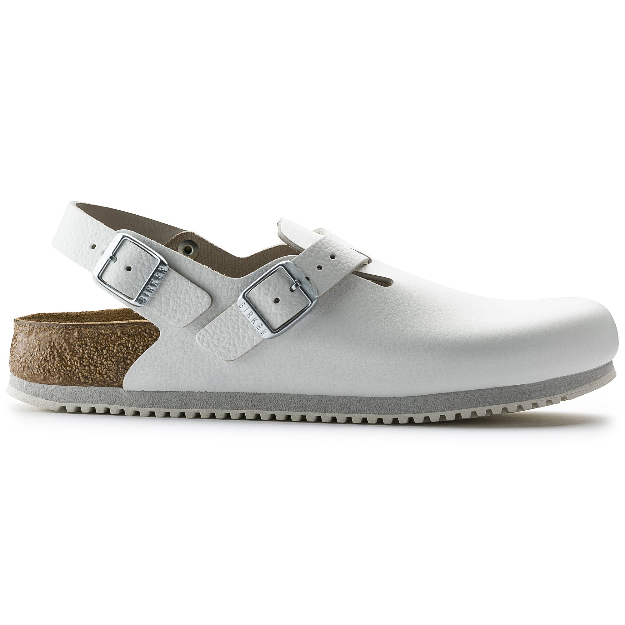 Birkenstock Tokio Super Grip Leather Clog - Classic Footbed in White | Non-Slip Work Shoes for Nurses, Chefs & Healthcare Professionals