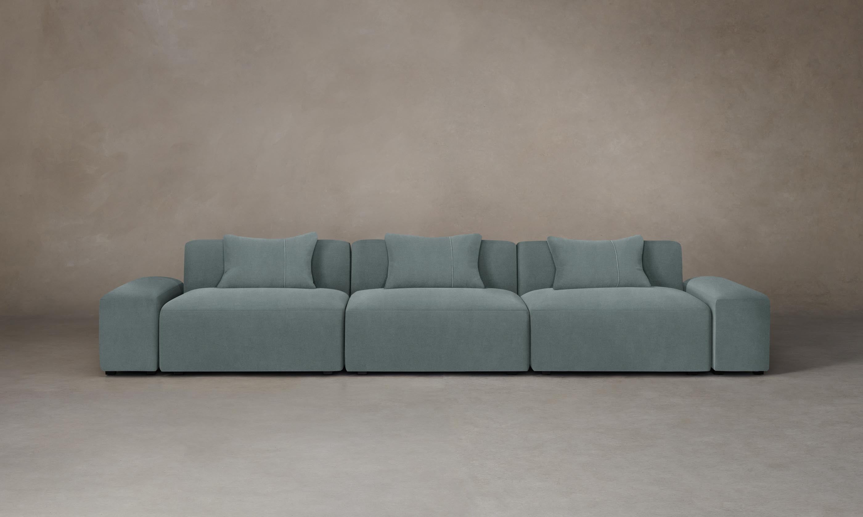 The Breuer Modular Sectional Sofa - Performance Velvet Upholstery in Seafoam Green | Modern Living Room Furniture for Small Spaces & Apartments