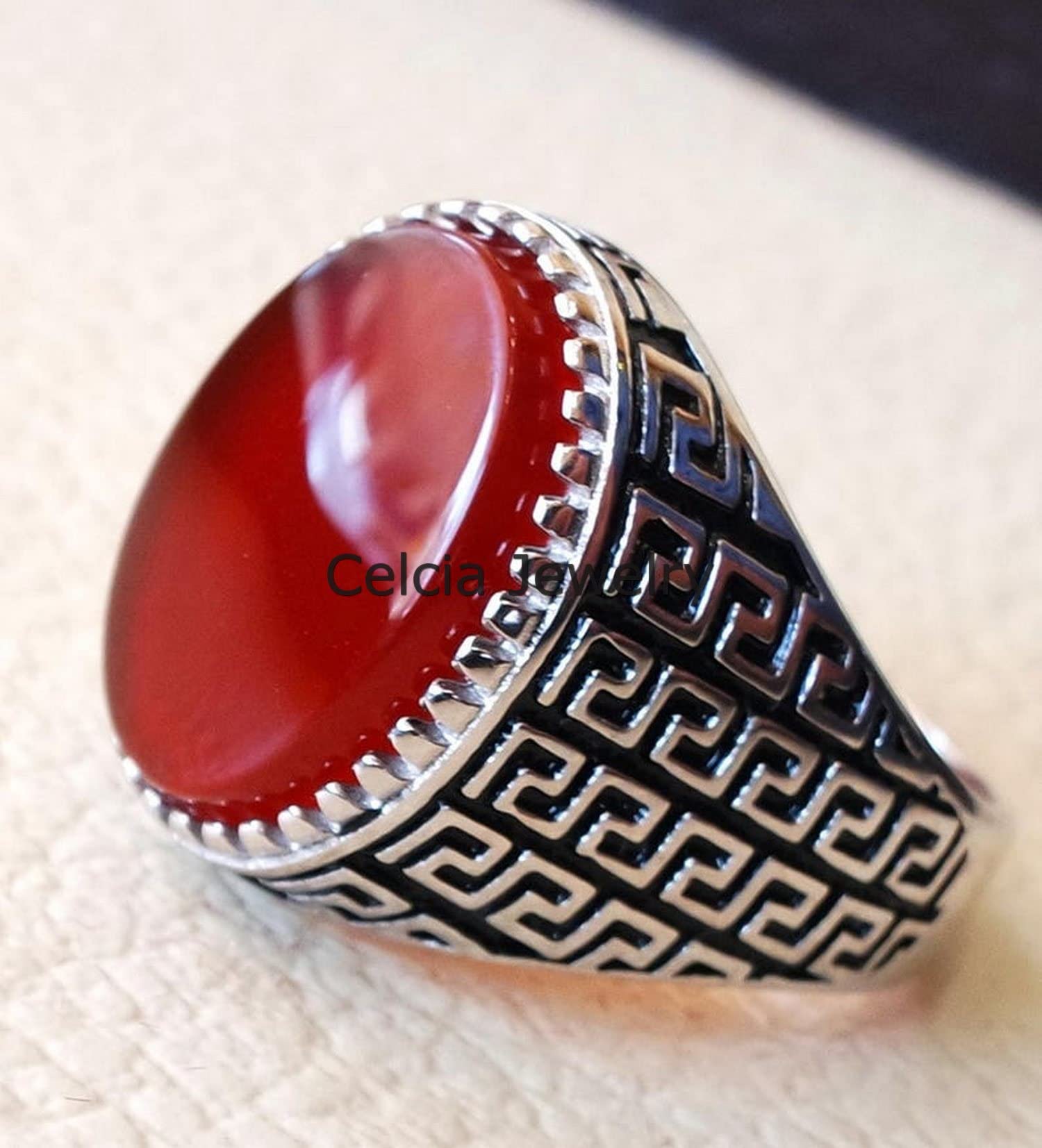Genuine Carnelian Gemstone Antique Handmade Statement Ring - Wedding, Engagement, Proposal, Anniversary & Birthday Gift for Women - Perfect for Special Occasions, Date Nights & Romantic Surprises