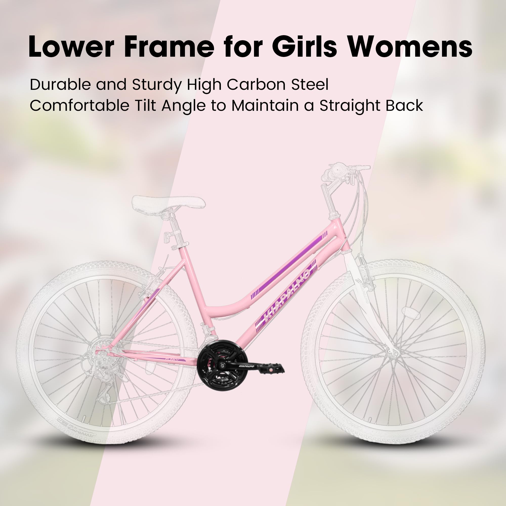 **24/26/27.5 Inch Women's & Girls' Mountain Bike - 21-Speed Commuter Bicycle for Ages 10+ | Perfect for School, Work, City Riding & Snow Trails | Great Birthday & New Year Gift**