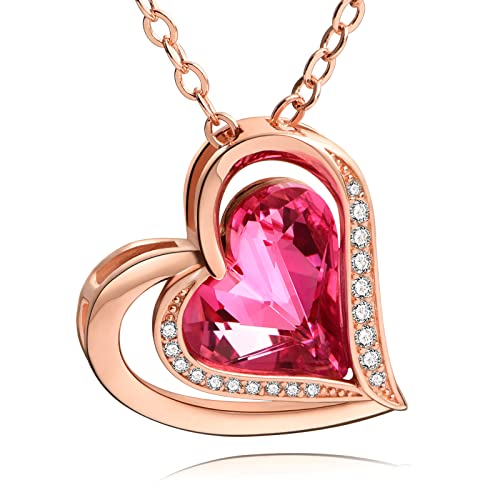 Rose Gold Tone+Austrian Rose Red Crystal