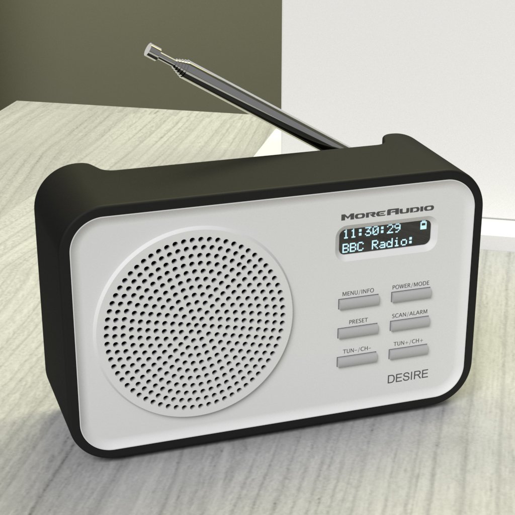 Moreaudio Desire DAB Digital FM Radio Alarm Clock with Rechargeable Battery & Mains Power - Black (Renewed) | Perfect for Bedroom, Office, and Travel Use