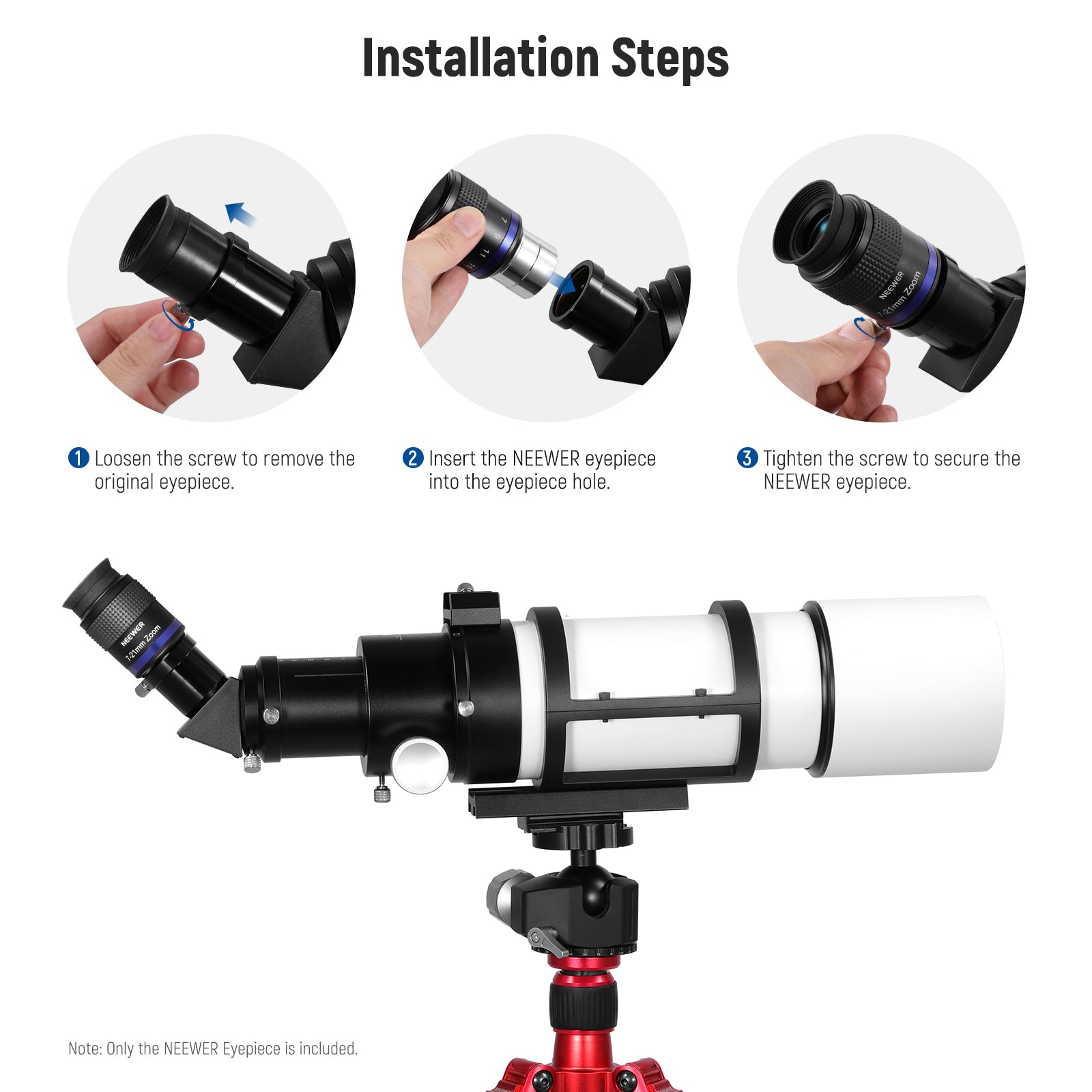 NEEWER LS T22 Zoom Telescope Eyepiece - High Power Magnification Lens for Astronomy & Bird Watching - Perfect for Stargazing, Wildlife Observation & Outdoor Adventures