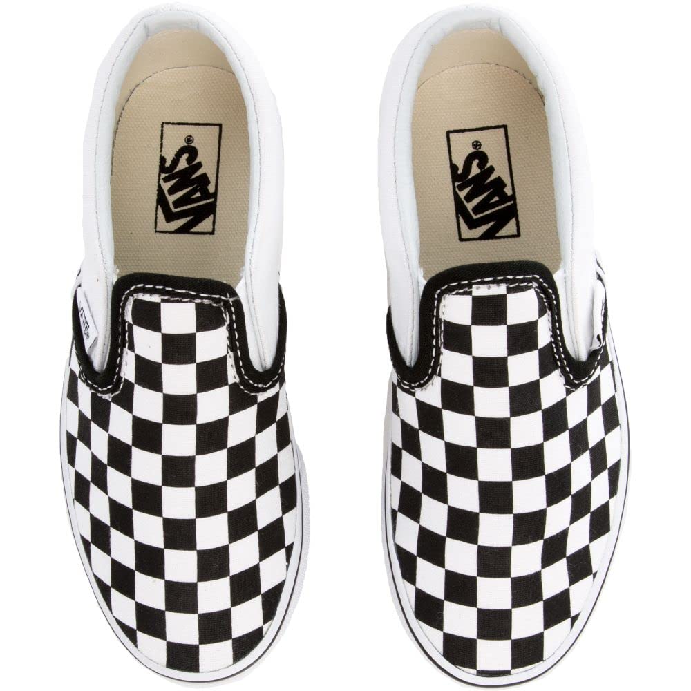 Vans Kids Unisex Classic Slip-On Checkerboard Sneakers - Black & White Casual Shoes for Boys & Girls - Size 2.5 Little Kid - Perfect for School, Playdates & Everyday Wear