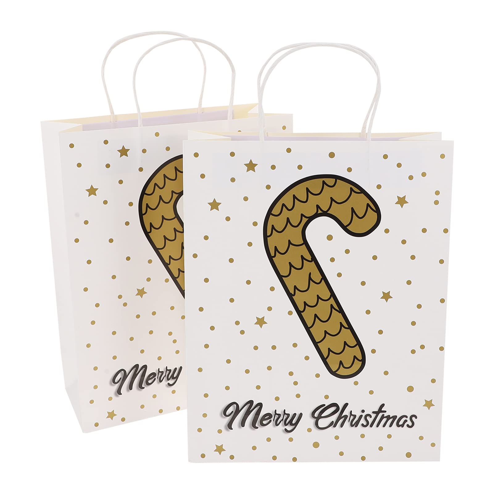VICASKY 2-Pack White Kraft Paper Gift Bags with Handles - 12.58x9.82x3.93 Inches - Bulk Shopping, Takeout & Merchandise Bags - Perfect for Parties, Retail Packaging & Eco-Friendly Gift Wrapping