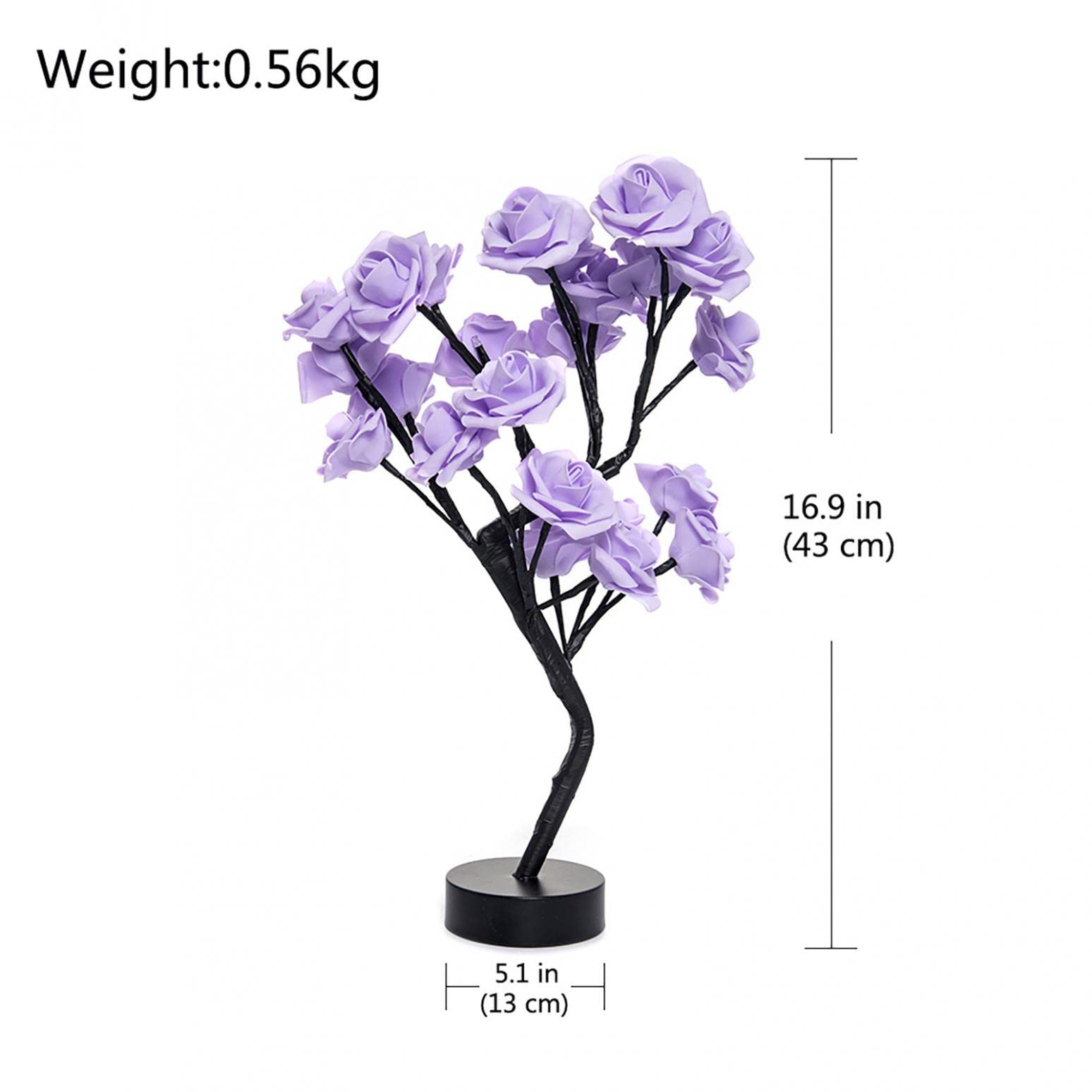 LED Rose Lamp - Romantic Flower Tree Night Light for Valentine's Day, Birthday & Anniversary Gifts for Women, Girls, Wife - Purple Rose Table Decor for Bedroom, Living Room, Wedding Proposal