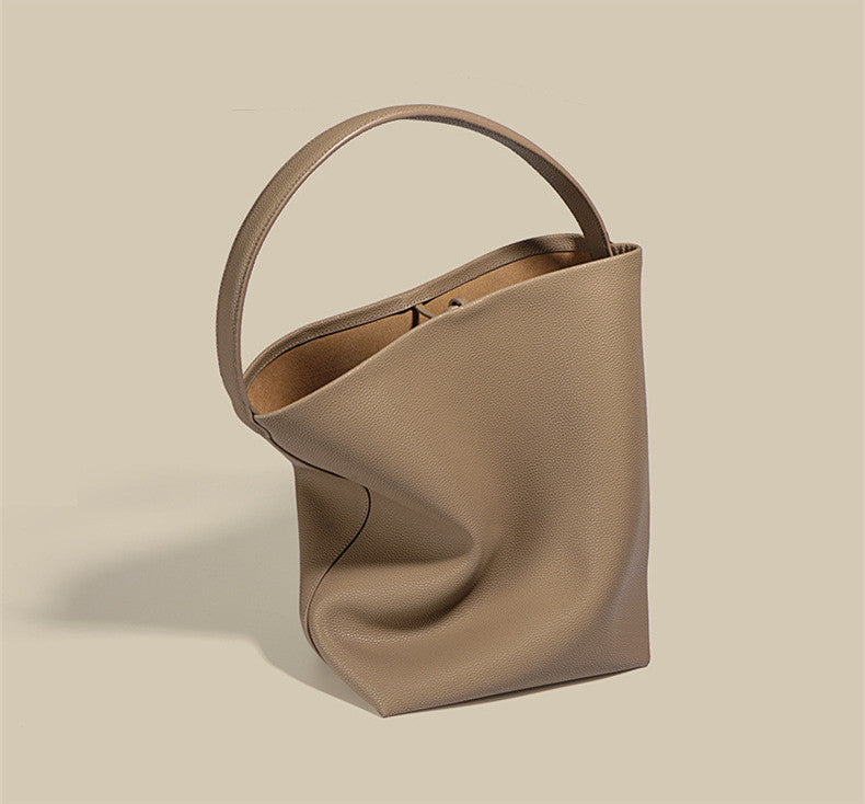 Stylish Leather Bucket Tote Bag for Women - Fashionable Handbag with Adjustable Strap - Perfect for Work, Travel & Everyday Use