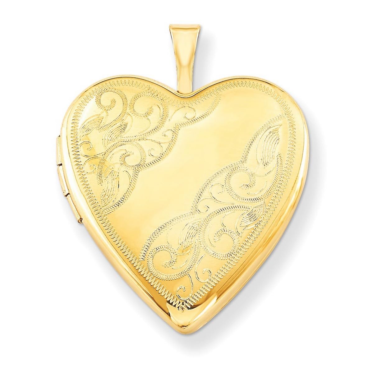 1/20 Gold Filled Heart Photo Locket Necklace for Women - Polished Swirl Pattern Spring Ring Pendant (20mm) - Perfect for Valentine's Day Gifts, Anniversary Presents & Everyday Elegant Jewelry