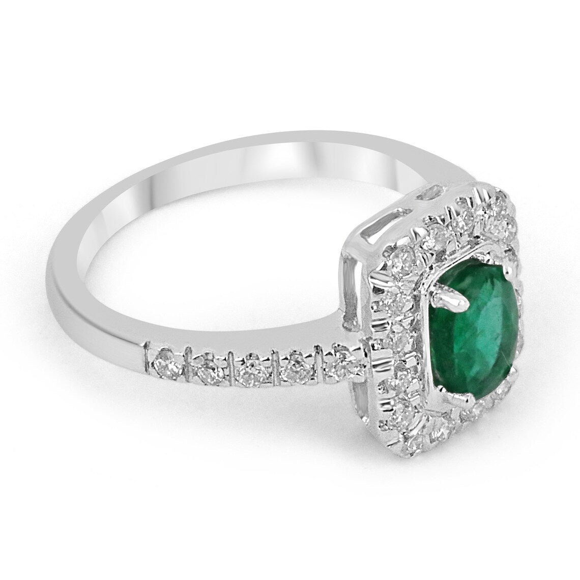 1.05tcw 18K Gold Dark Green Emerald Oval Cut Diamond Halo Engagement Ring for Women - Perfect for Proposals, Weddings & Anniversary Gifts