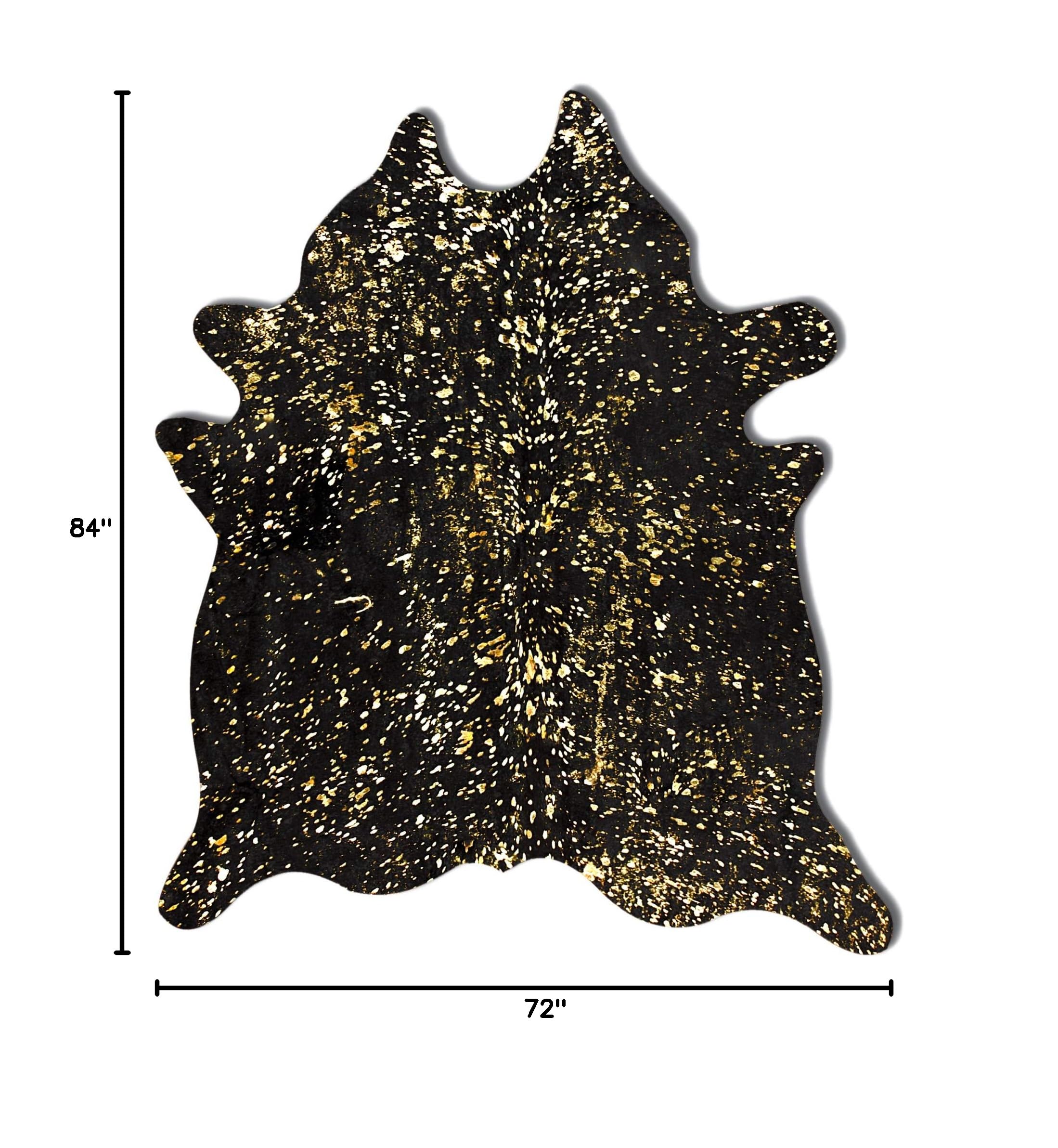 Handmade 100% Natural Scotland Cowhide Area Rug | Low Pile Shed-Resistant Floor Covering for Living Room, Bedroom & Office | Black & Gold Cowhide Rug 6x7 ft | Perfect for Farmhouse Decor, Luxury Interiors & Cozy Spaces