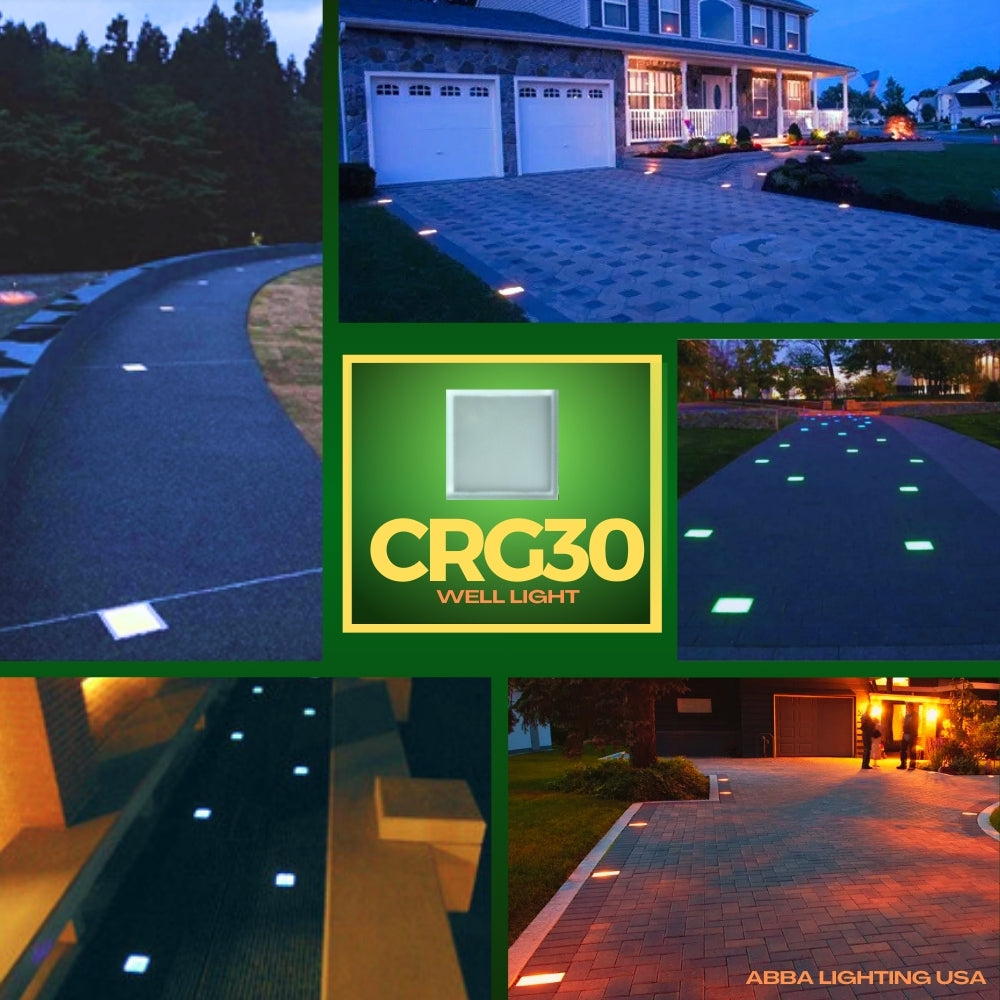 CRG30 4x/8x/12x Low Voltage RGB & Warm White LED Brick Paver Light - IP67 Waterproof Square Landscape Lighting for Garden, Pathway & Driveway