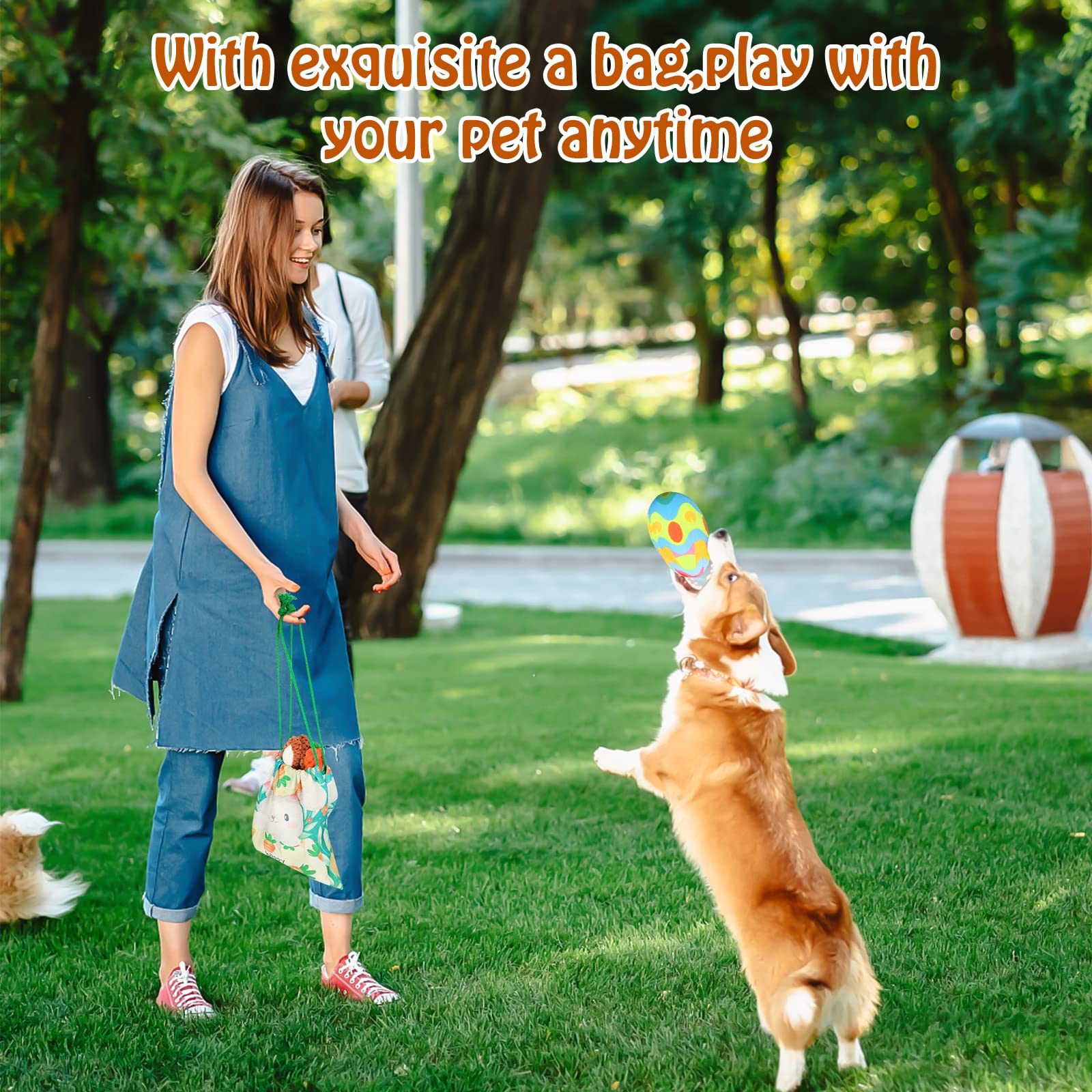 BWOGUE 4PCS Easter Dog Toy Kit - Plush Bunny Egg & Chew Rope Toys with Squeaker and Crinkle Paper for Small Medium Dogs | Teeth Cleaning Chew Toys, Puppy Gifts | Perfect for Easter Playtime, Training Rewards and Interactive Bonding