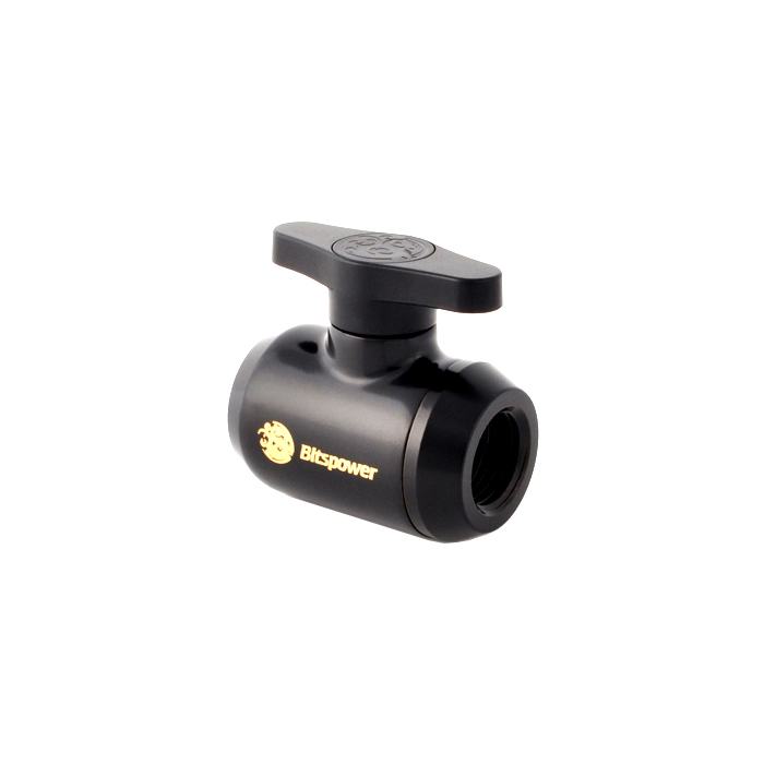 Bitspower Mini Valve with Black Handle Fitting - Matt Black/Black - Perfect for Custom Water Cooling PC Builds and DIY Liquid Cooling Systems