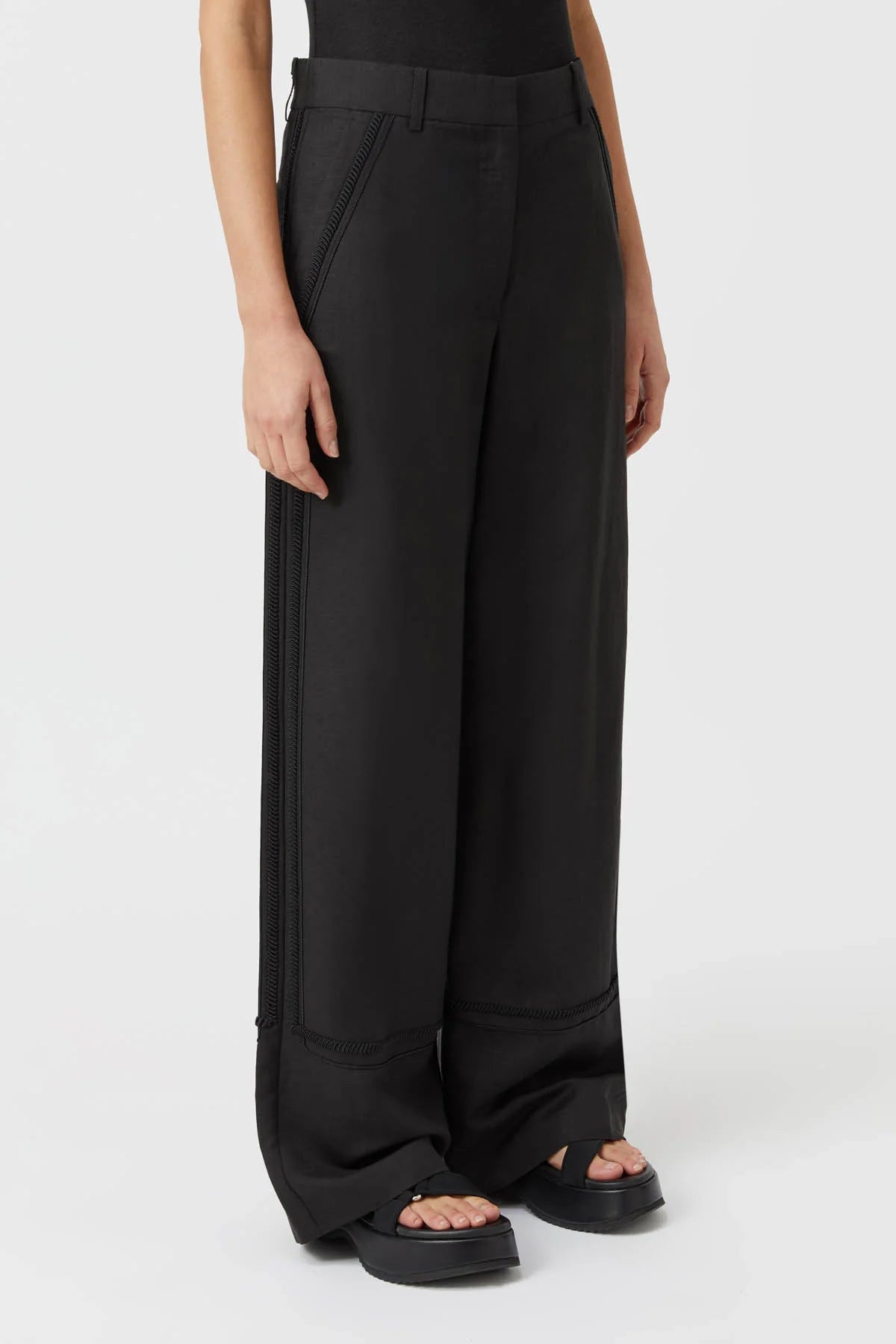 Fortuna Women's Black Stretch Pants - Comfortable High Waist Trousers for Work, Office & Casual Wear