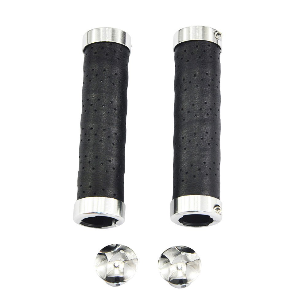 Premium Leather Bike Grips - UPANBIKE Double Lock-On Handlebar Grips for Mountain & Road Bicycles (22.2mm) - Comfortable & Durable Cycling Accessories for Long Rides & Commuting