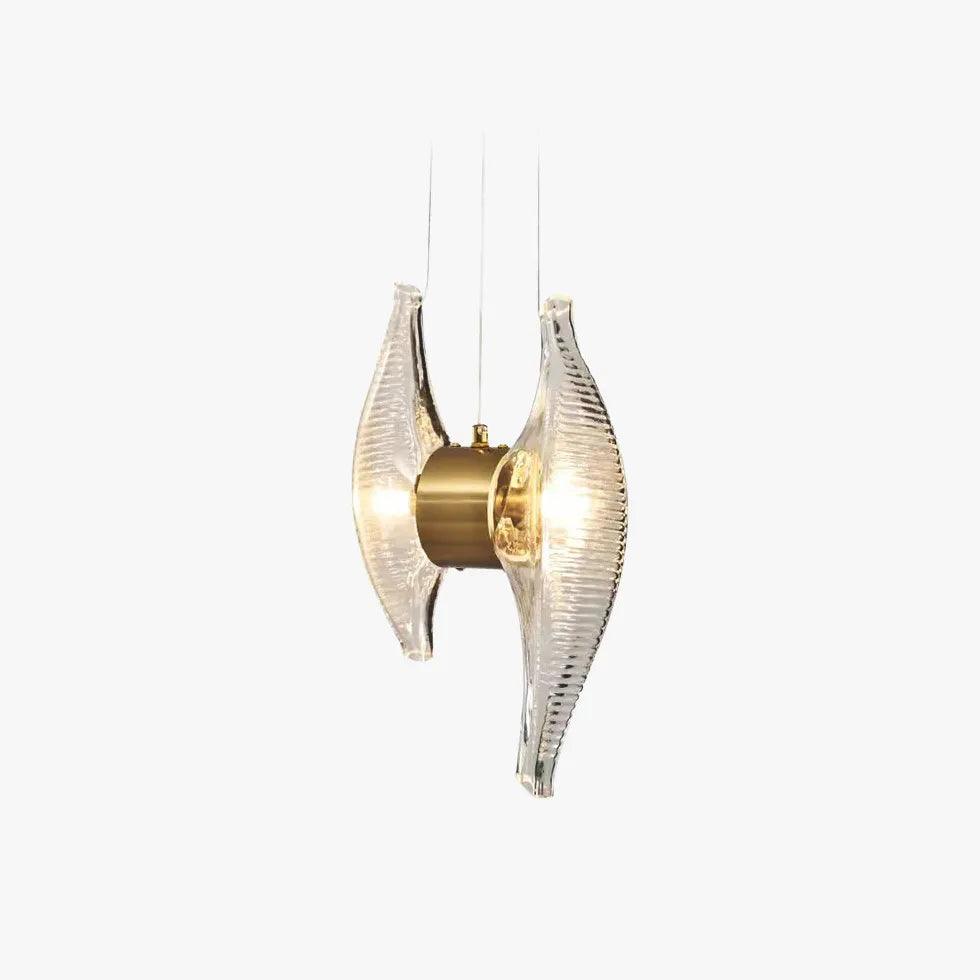 Wing-Shaped Glass Pendant Light for Bedroom - Elegant Ceiling Lighting Fixture with Crystal Accents, Perfect for Bedroom, Living Room, or Dining Room Decor
