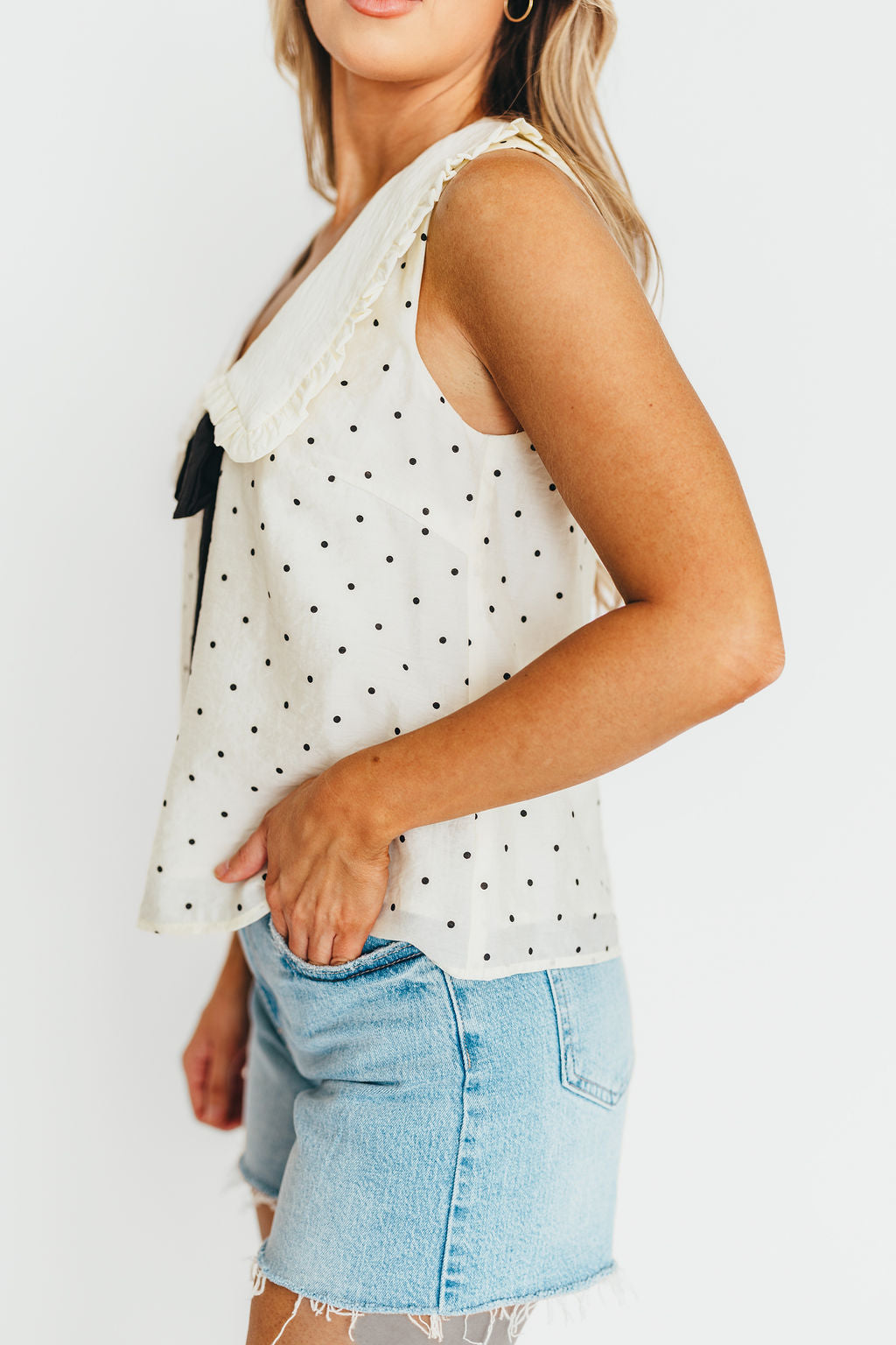 Stylish Nelly Polka Dot Blouse in Cream & Black | Women's Fashion Top for Office, Party & Casual Wear