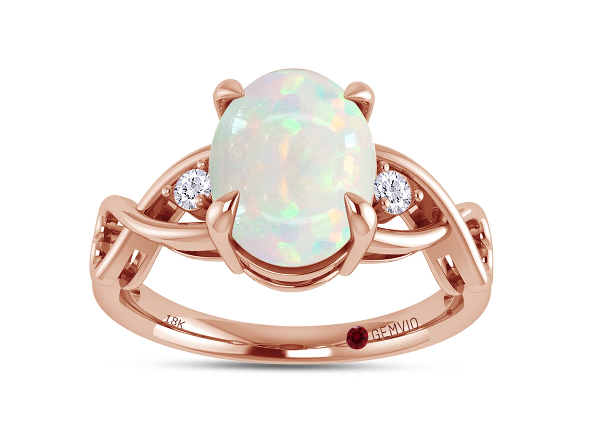1.25CT Oval Cut Natural White Opal & Diamond Accent 10K/14K/18K Solid Gold Infinity Heart Engagement Ring for Women - Perfect for Weddings, Anniversaries & Romantic Gifts