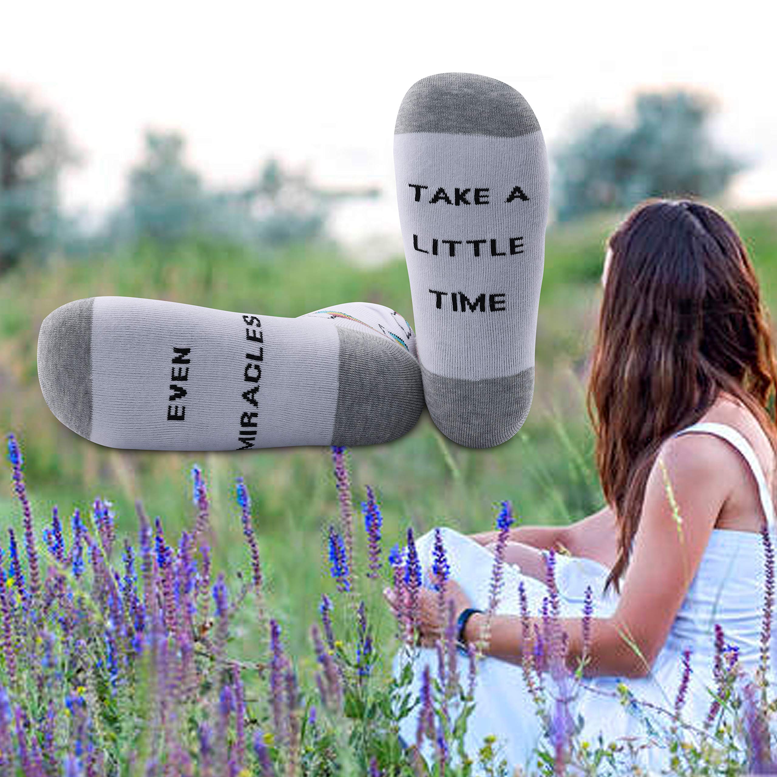 IVF/IUI Rainbow Baby Socks - Fertility Journey & Transfer Socks Gift Set - 'Even Miracles Take a Little Time' Inspirational Socks - Perfect for IVF Warriors, Pregnancy Announcements & Fertility Support
