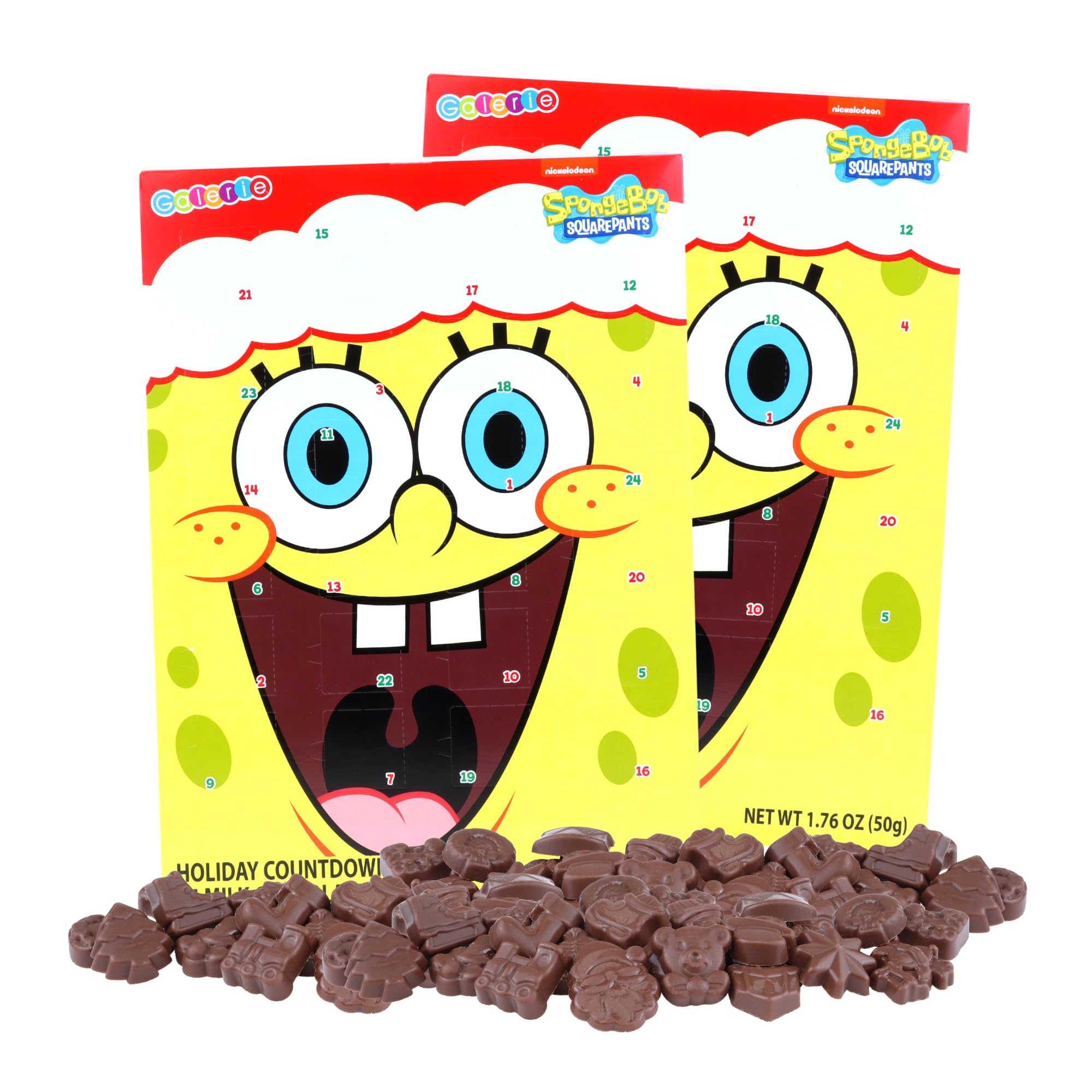 Needzo SpongeBob SquarePants Chocolate Advent Calendar 2024 - 24-Day Christmas Countdown with Premium Chocolates (2-Pack) - Perfect Holiday Gift for Kids & Fans