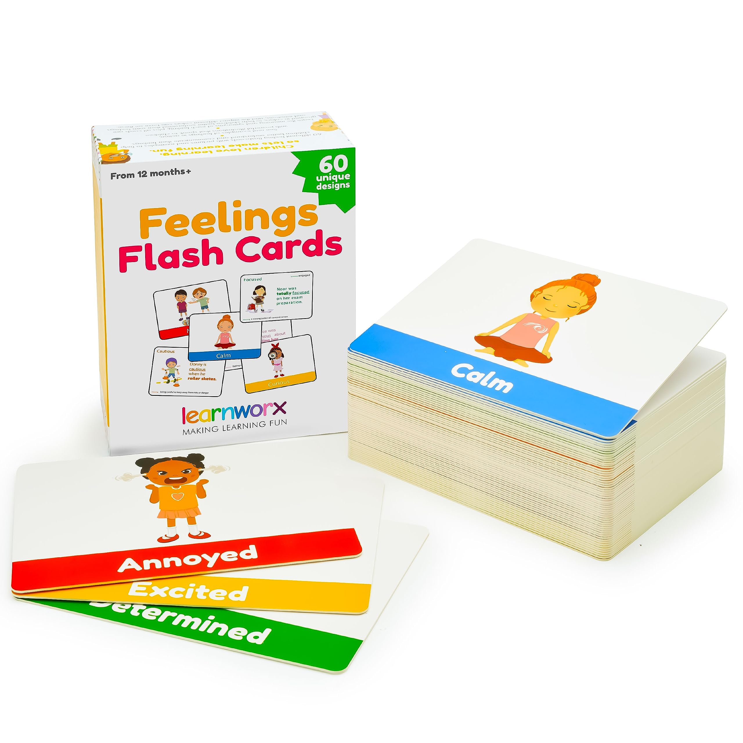 Emotion Cards for Kids - 60 Feelings & Needs Flash Cards | Emotional Intelligence Learning Game for Toddlers & Children | Teach Mixed Emotions, Social Skills | Perfect for Classroom, Therapy & Home Use